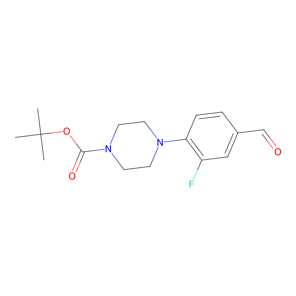 Tert-butyl 4-(2-fluoro-4-formylphenyl)piperazine-1-carboxylate molecular structure, CAS 501126-37-0