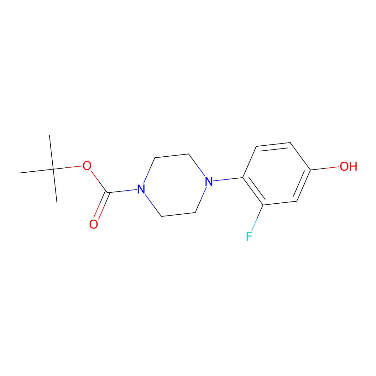 Tert-butyl 4-(2-fluoro-4-hydroxyphenyl)piperazine-1-carboxylate molecular structure, CAS 501126-38-1