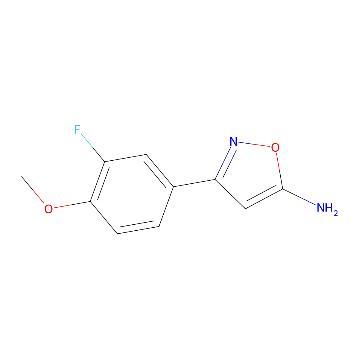 3-(3-Fluoro-4-methoxyphenyl)-1,2-oxazol-5-amine molecular structure, CAS 501326-05-2