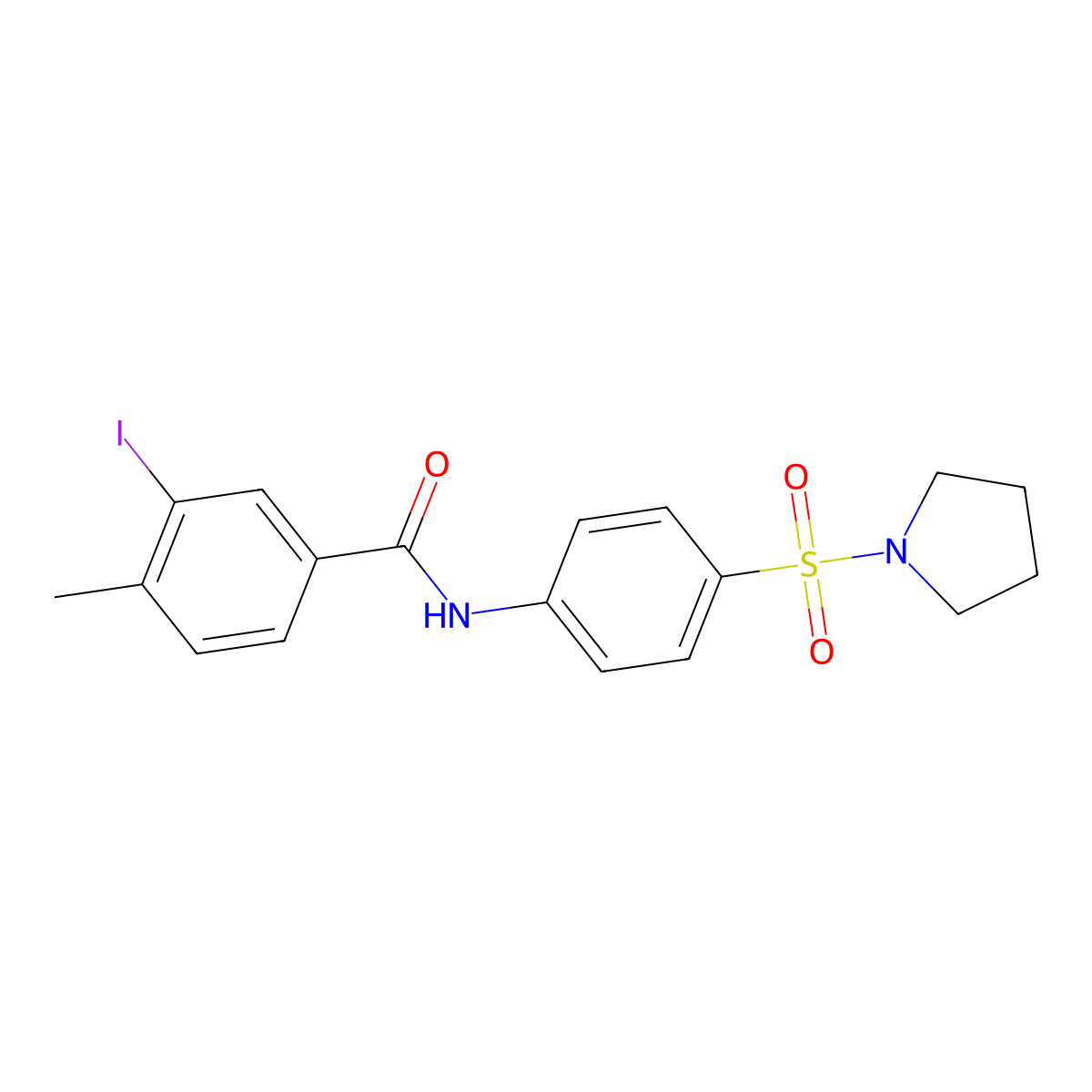 3-iodo-4-methyl-N-[4-(1-pyrrolidinylsulfonyl)phenyl]benzamide molecular structure, CAS 501347-82-6