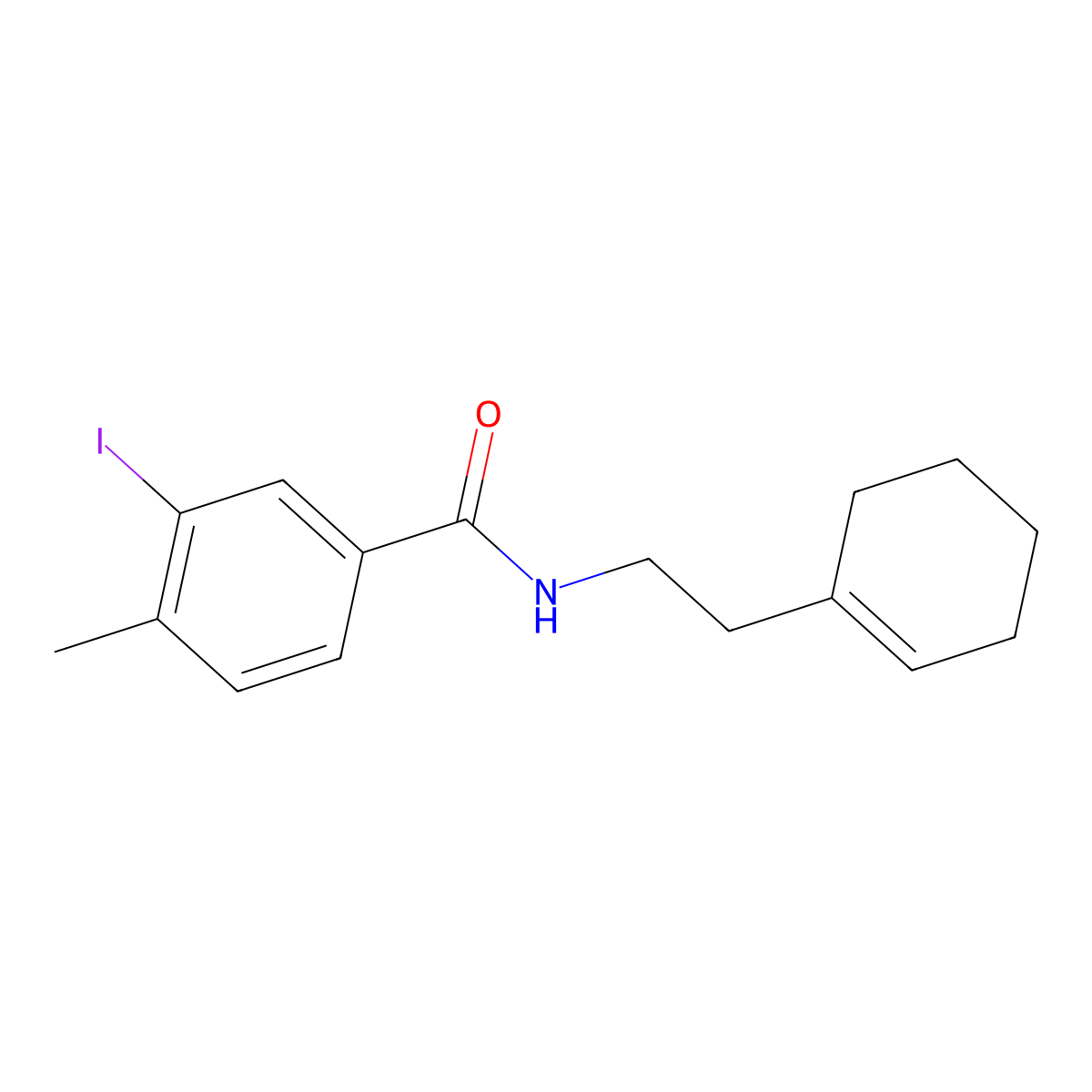 N-[2-(1-cyclohexen-1-yl)ethyl]-3-iodo-4-methylbenzamide molecular structure, CAS 501347-84-8