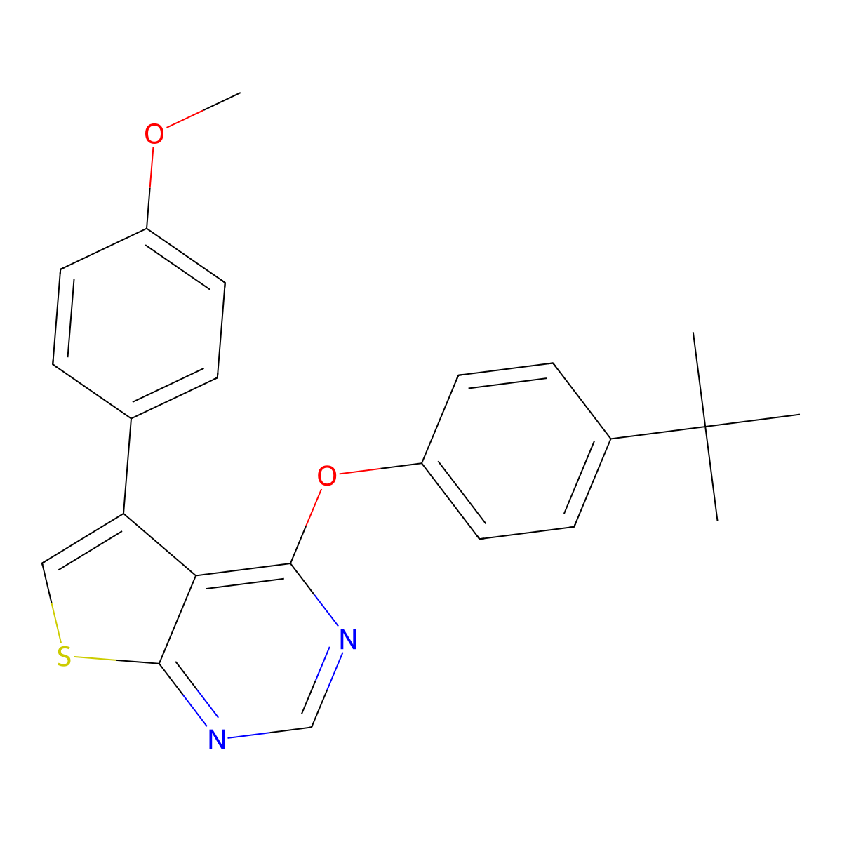 4-(4-Tert-butylphenoxy)-5-(4-methoxyphenyl)thieno[2,3-d]pyrimidine molecular structure, CAS 501348-37-4