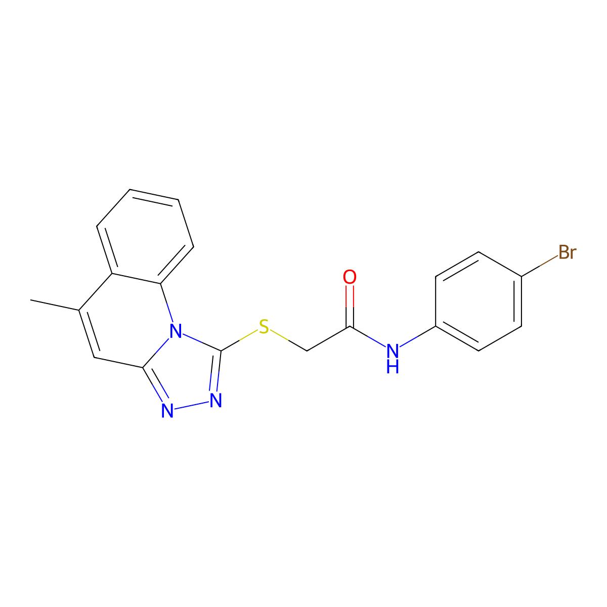N-(4-bromophenyl)-2-((5-methyl-[1,2,4]triazolo[4,3-a]quinolin-1-yl)thio)acetamide molecular structure, CAS 501348-52-3