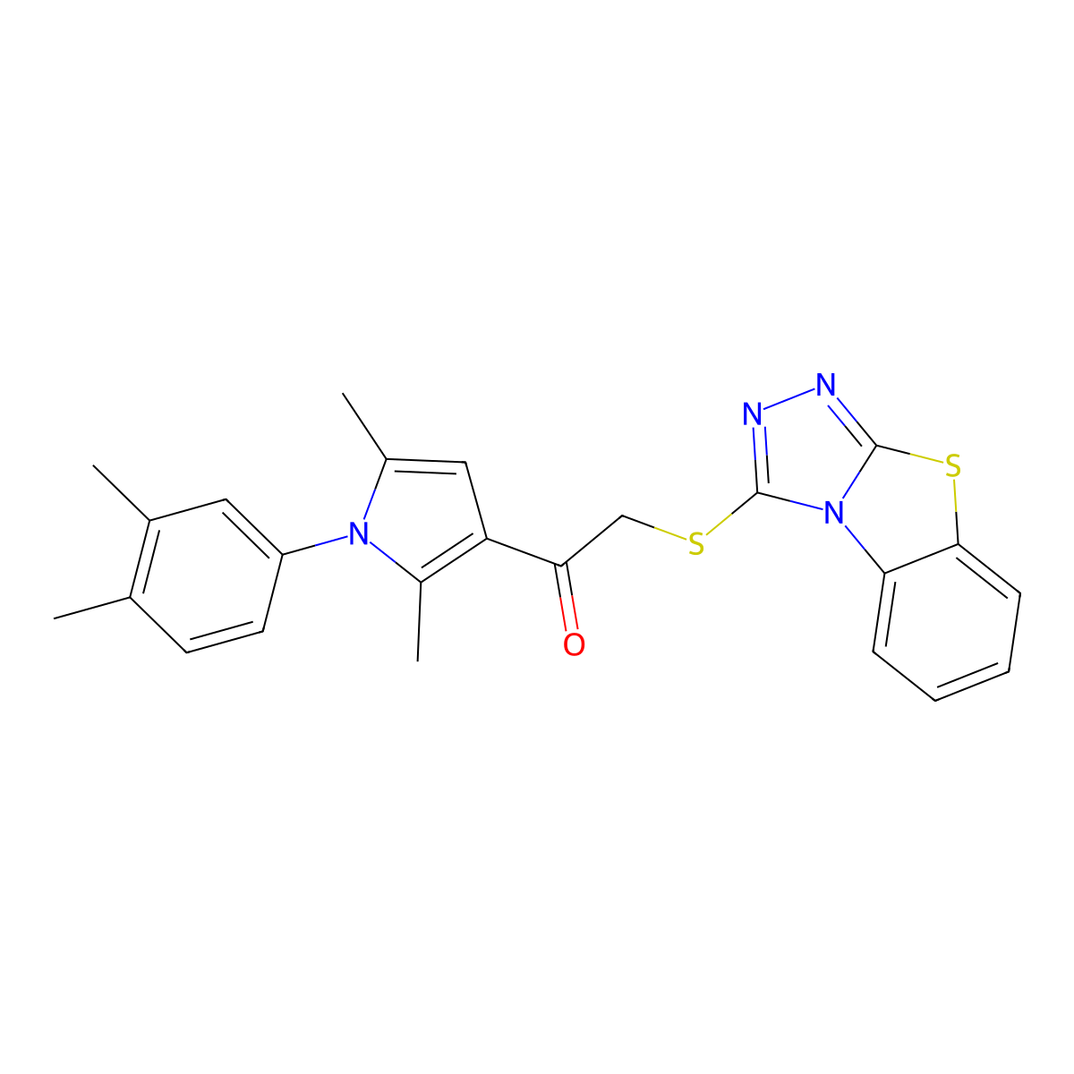 1-[1-(3,4-dimethylphenyl)-2,5-dimethyl-1H-pyrrol-3-yl]-2-([1,2,4]triazolo[3,4-b][1,3]benzothiazol-3-ylsulfanyl)ethanone molecular structure, CAS 501348-83-0