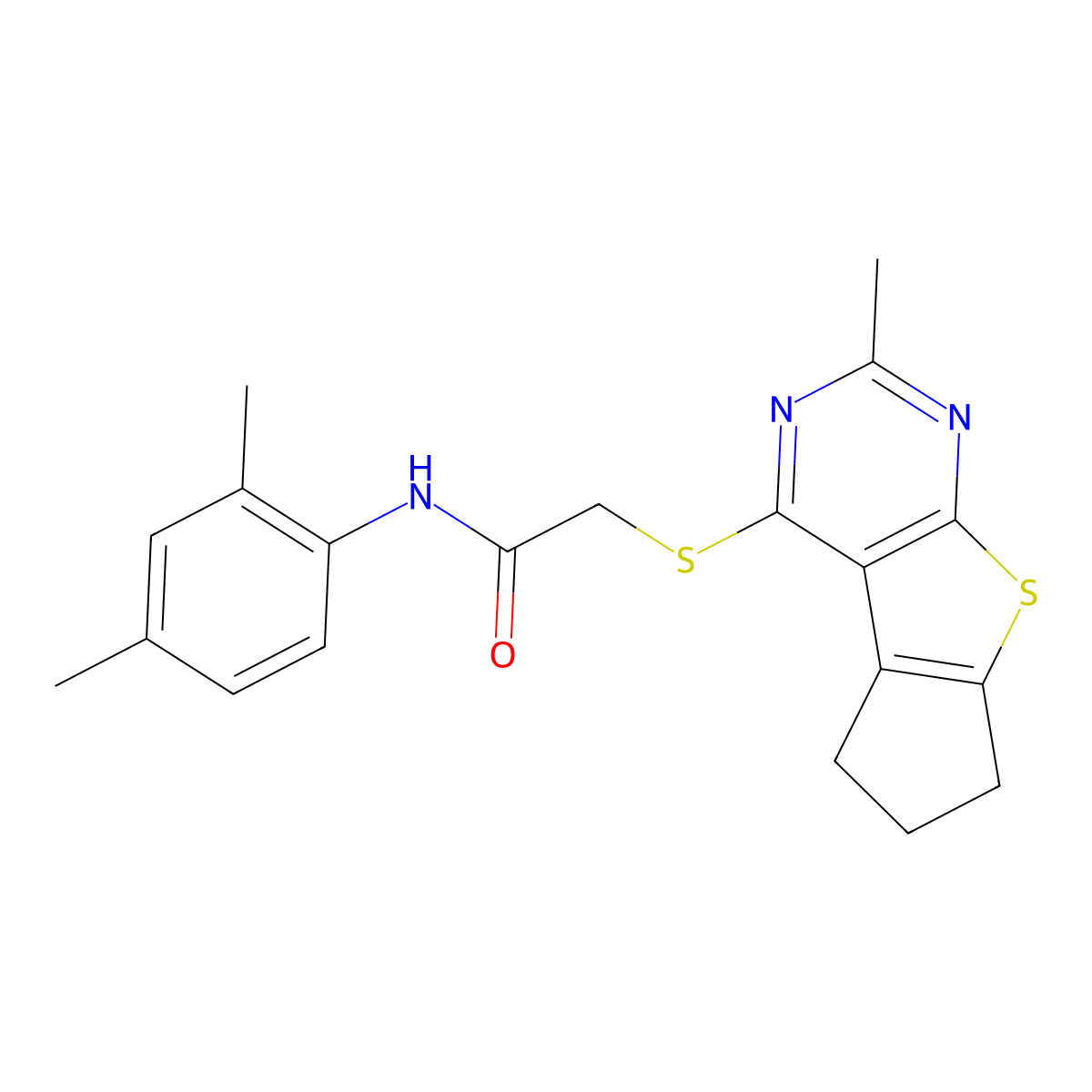 N-(2,4-dimethylphenyl)-2-({10-methyl-7-thia-9,11-diazatricyclo[6.4.0.0^{2,6}]dodeca-1(12),2(6),8,10-tetraen-12-yl}sulfanyl)acetamide molecular structure, CAS 501348-88-5