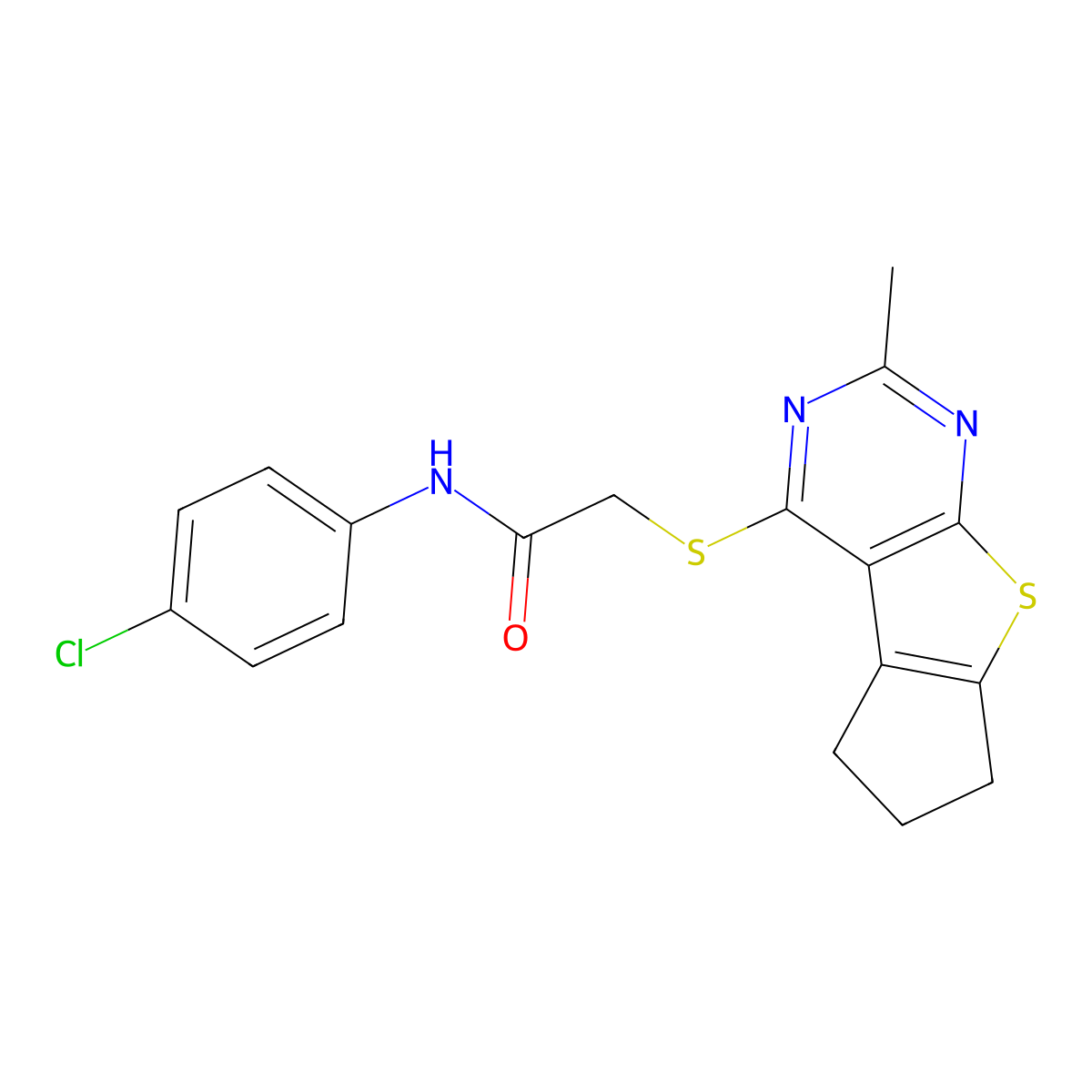N-(4-chlorophenyl)-2-({10-methyl-7-thia-9,11-diazatricyclo[6.4.0.0^{2,6}]dodeca-1(8),2(6),9,11-tetraen-12-yl}sulfanyl)acetamide molecular structure, CAS 501348-90-9