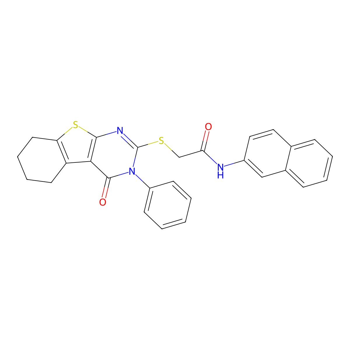 N-(naphthalen-2-yl)-2-({3-oxo-4-phenyl-8-thia-4,6-diazatricyclo[7.4.0.0^{2,7}]trideca-1(9),2(7),5-trien-5-yl}sulfanyl)acetamide molecular structure, CAS 501348-91-0