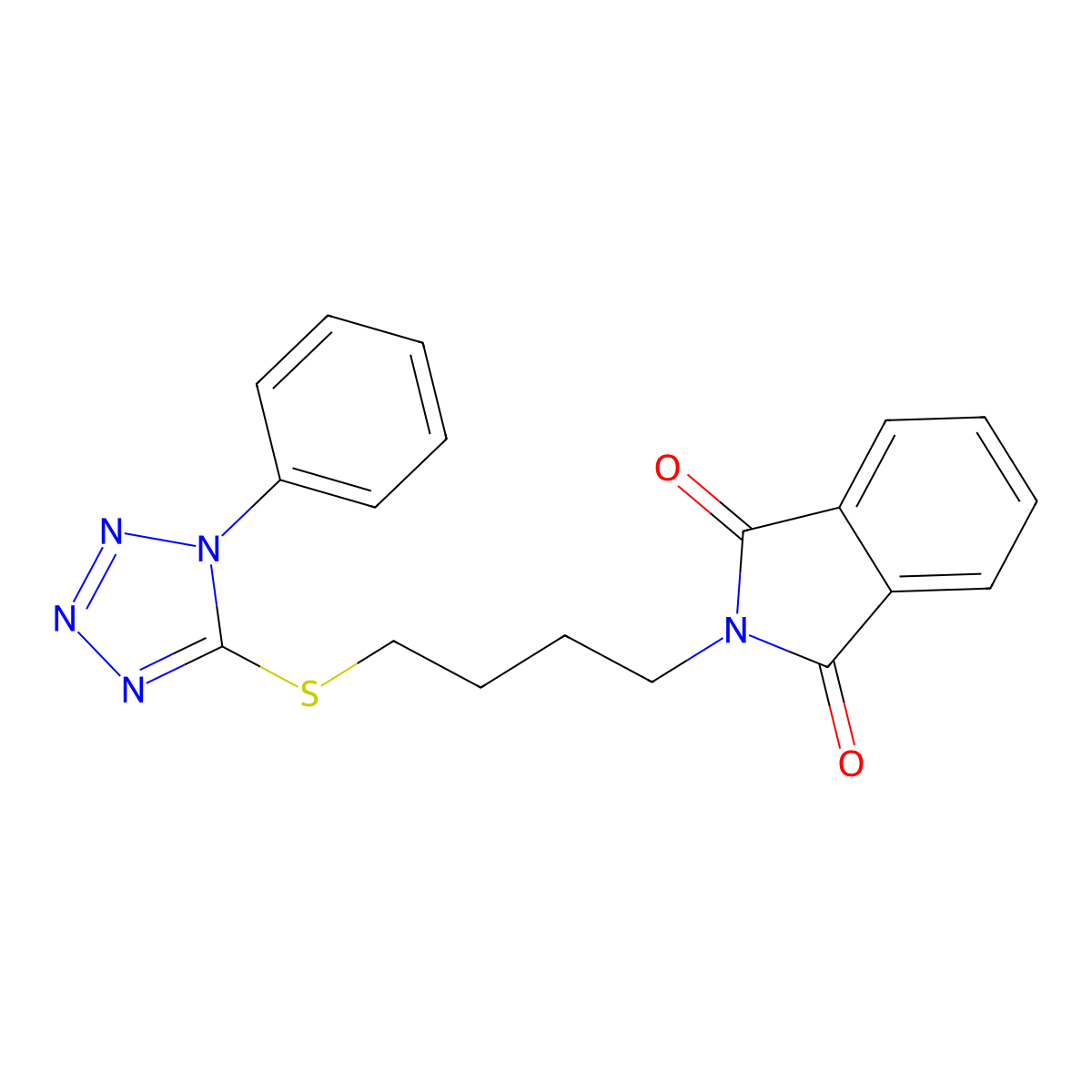 2-{4-[(1-phenyl-1H-1,2,3,4-tetrazol-5-yl)sulfanyl]butyl}-2,3-dihydro-1H-isoindole-1,3-dione molecular structure, CAS 501348-92-1