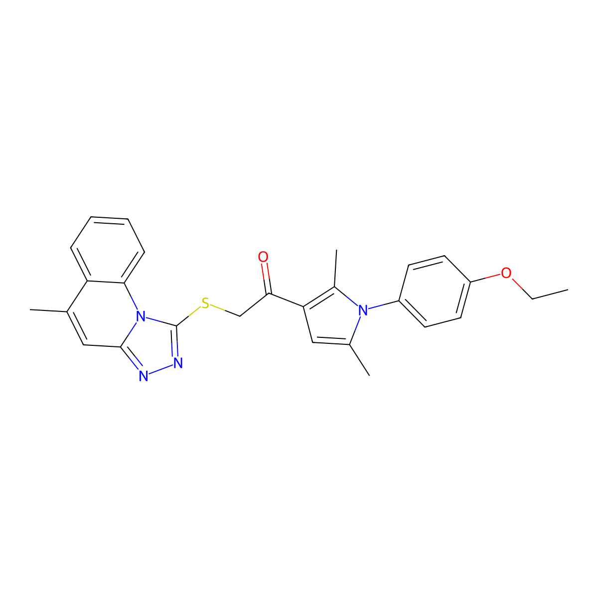 1-[1-(4-ethoxyphenyl)-2,5-dimethyl-1H-pyrrol-3-yl]-2-[(5-methyl[1,2,4]triazolo[4,3-a]quinolin-1-yl)sulfanyl]ethanone molecular structure, CAS 501348-95-4