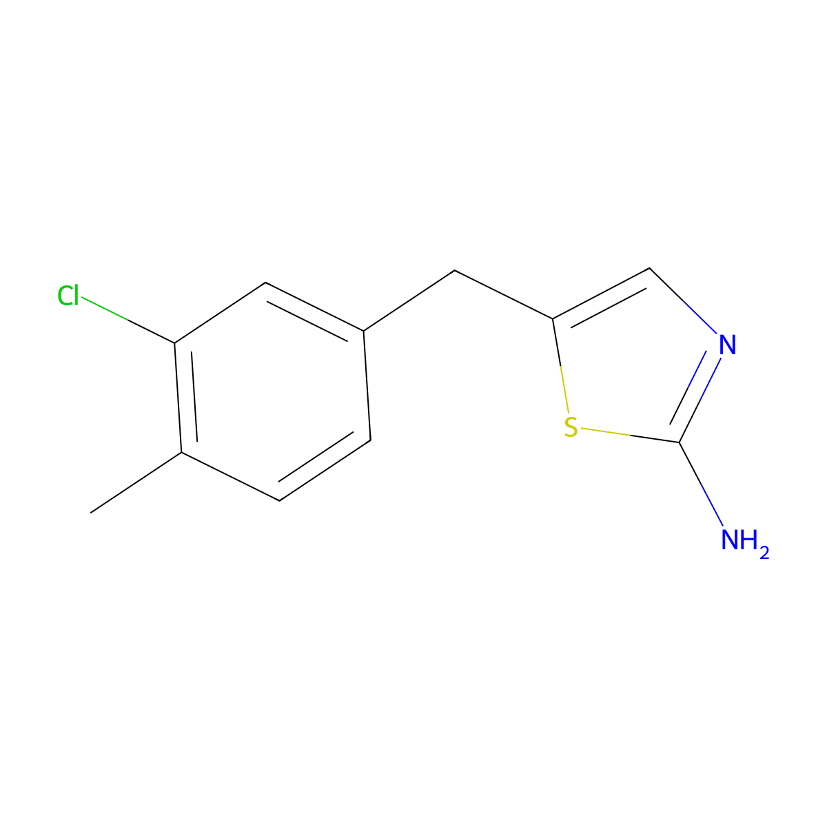 5-(3-Chloro-4-methylbenzyl)-1,3-thiazol-2-amine molecular structure, CAS 501349-36-6