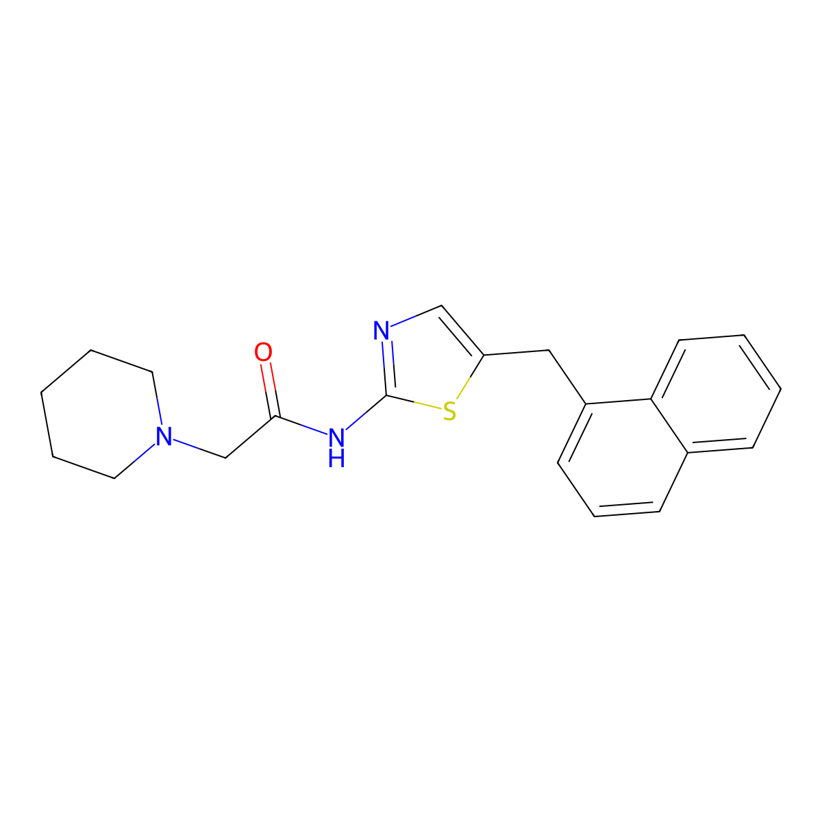 N-[5-(naphthalen-1-ylmethyl)-1,3-thiazol-2-yl]-2-piperidin-1-ylacetamide molecular structure, CAS 501349-37-7
