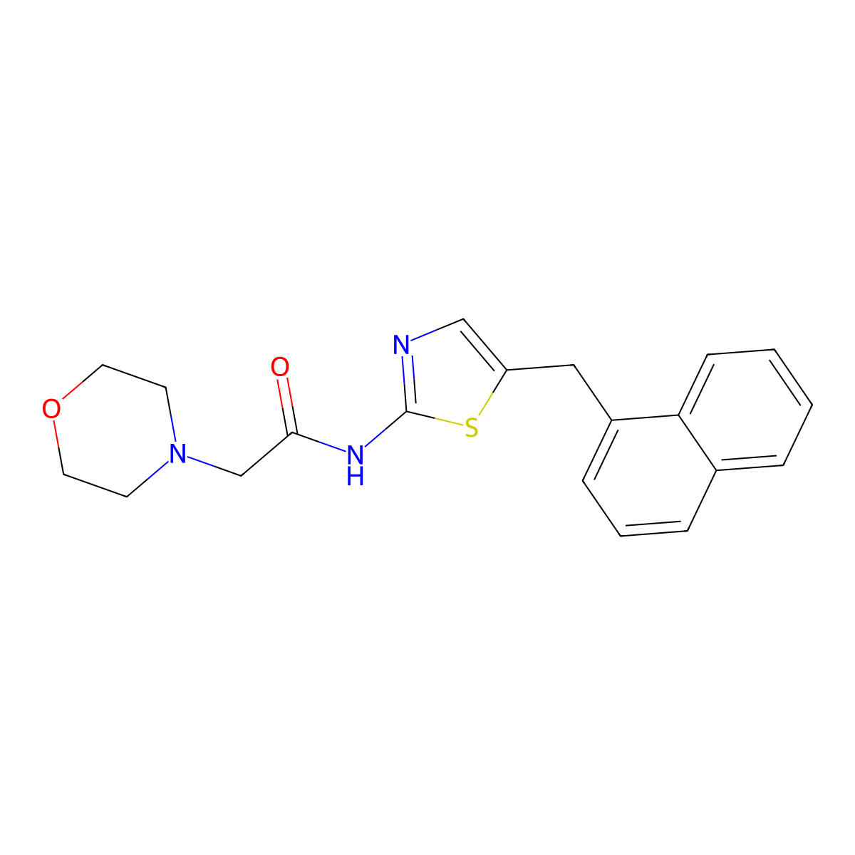 2-Morpholin-4-yl-N-(5-naphthalen-1-ylmethyl-thiazol-2-yl)-acetamide molecular structure, CAS 501349-39-9