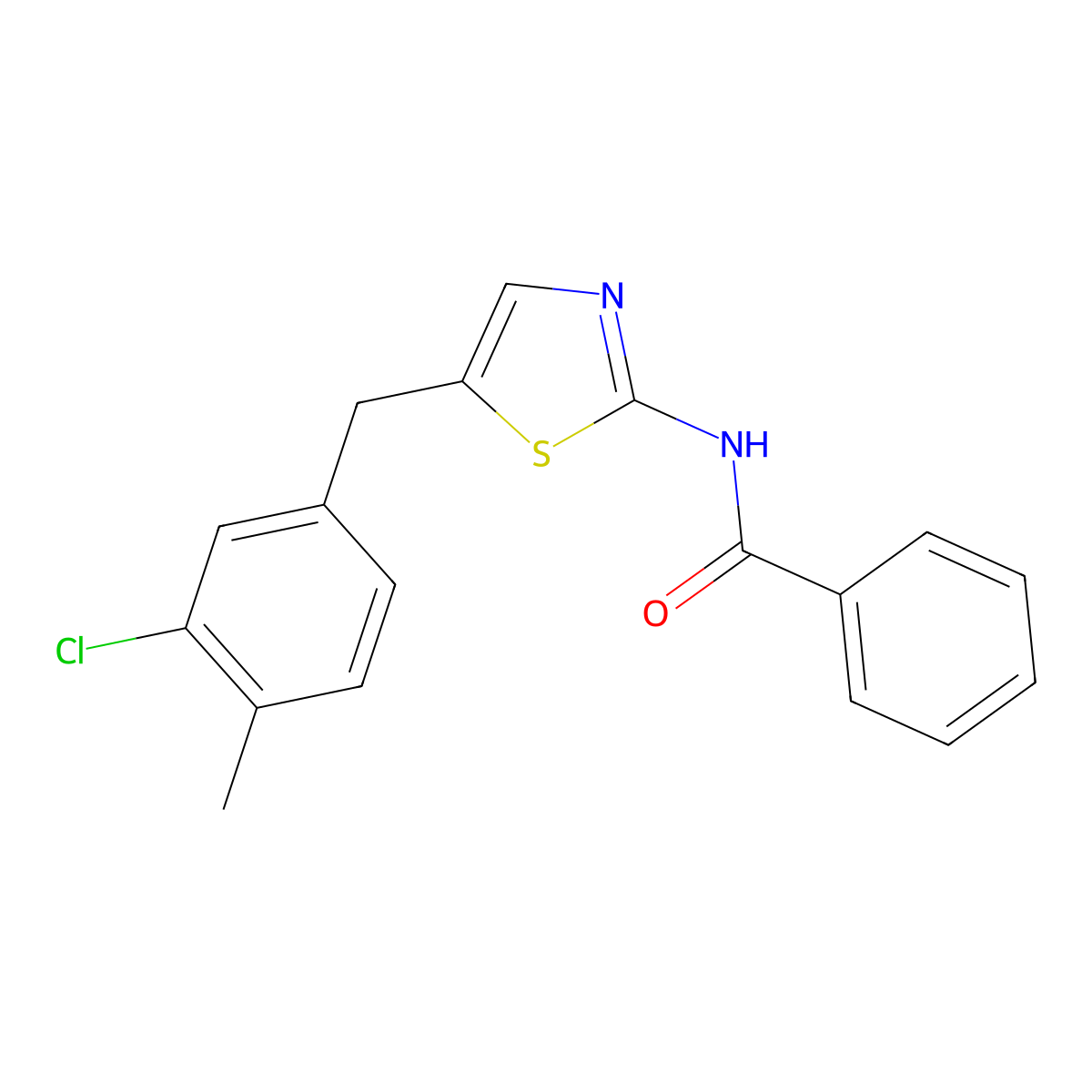 N-[5-(3-chloro-4-methylbenzyl)-1,3-thiazol-2-yl]benzamide molecular structure, CAS 501349-41-3