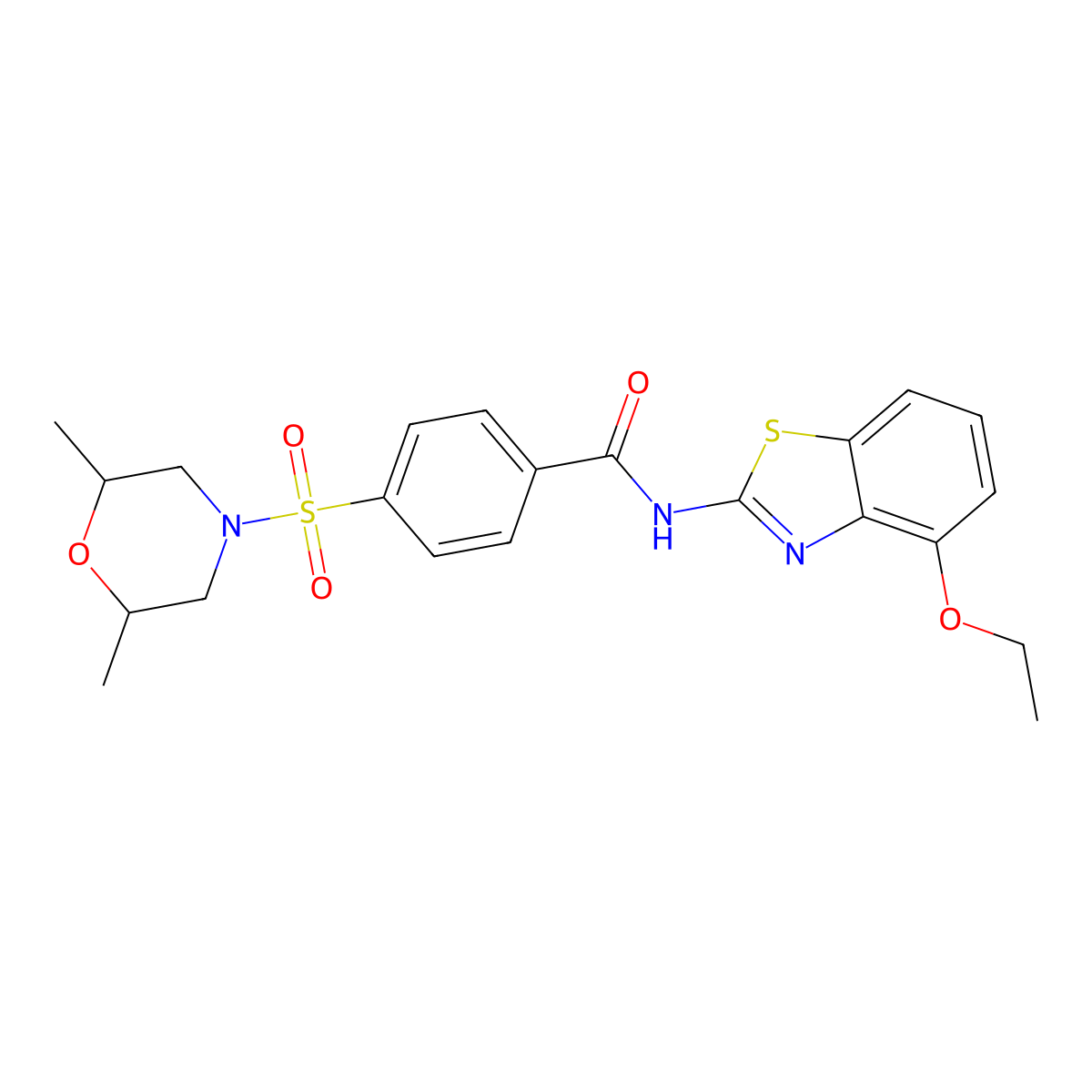 4-((2,6-dimethylmorpholino)sulfonyl)-N-(4-ethoxybenzo[d]thiazol-2-yl)benzamide molecular structure, CAS 501351-55-9