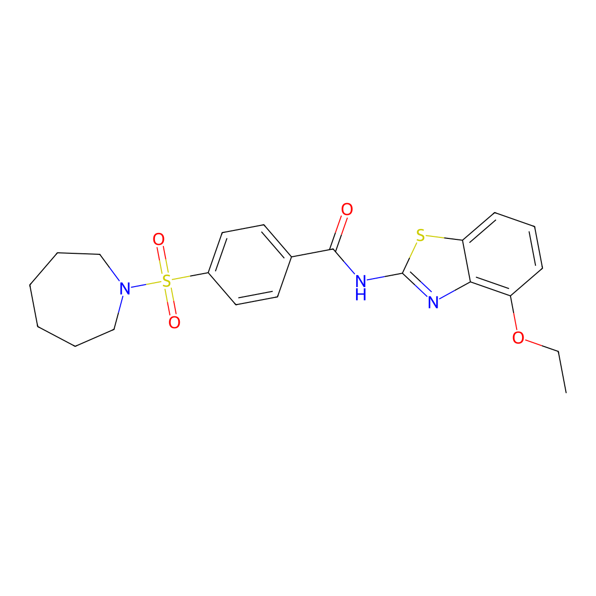 4-(azepan-1-ylsulfonyl)-N-(4-ethoxy-1,3-benzothiazol-2-yl)benzamide molecular structure, CAS 501351-63-9
