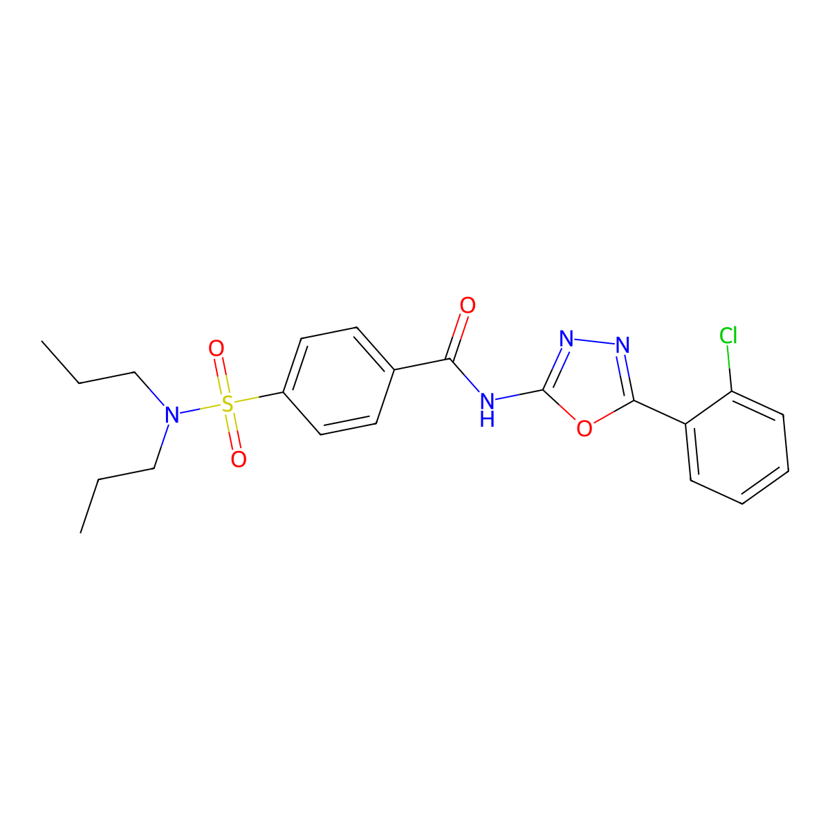 N-[5-(2-chlorophenyl)-1,3,4-oxadiazol-2-yl]-4-(dipropylsulfamoyl)benzamide molecular structure, CAS 501351-72-0