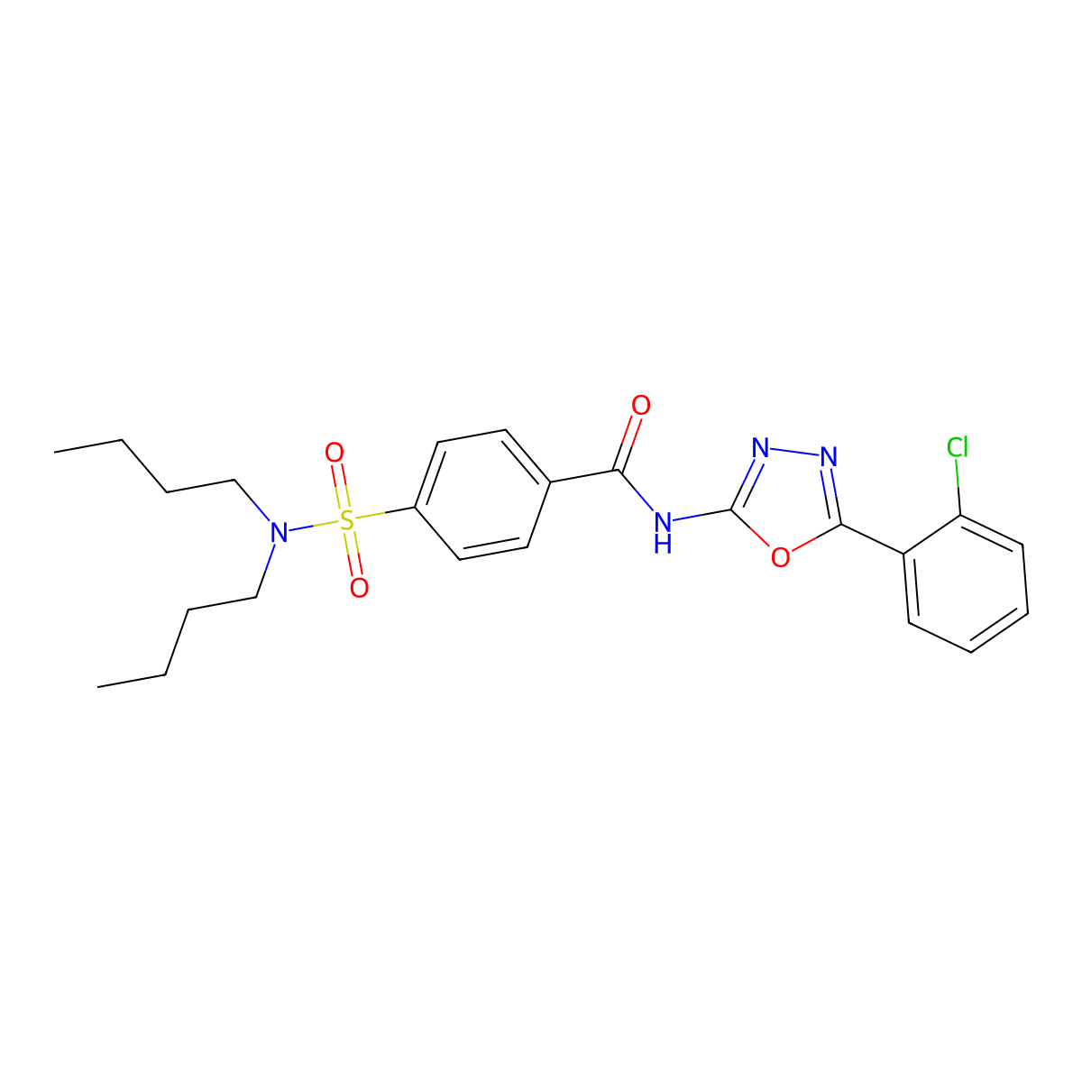 N-[5-(2-chlorophenyl)-1,3,4-oxadiazol-2-yl]-4-(dibutylsulfamoyl)benzamide molecular structure, CAS 501351-74-2