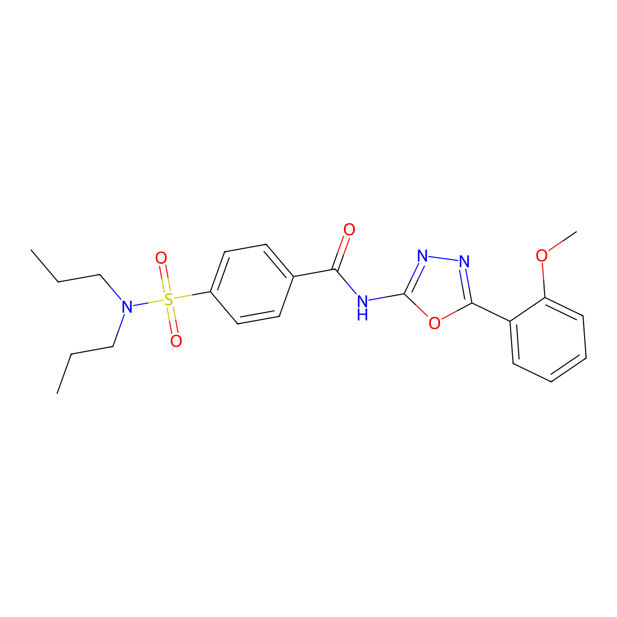 4-(dipropylsulfamoyl)-N-[5-(2-methoxyphenyl)-1,3,4-oxadiazol-2-yl]benzamide molecular structure, CAS 501351-91-3