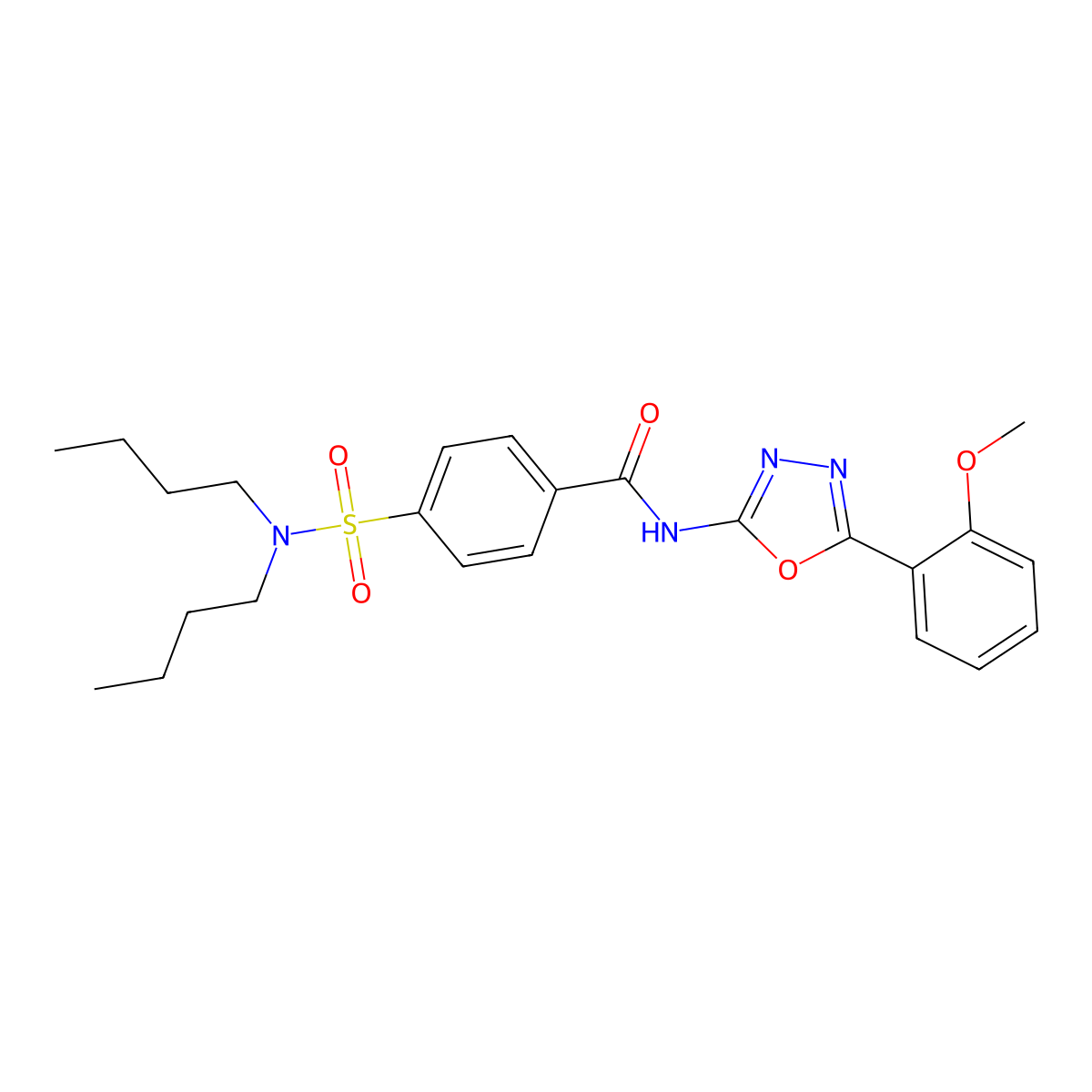 4-(dibutylsulfamoyl)-N-[5-(2-methoxyphenyl)-1,3,4-oxadiazol-2-yl]benzamide molecular structure, CAS 501351-93-5