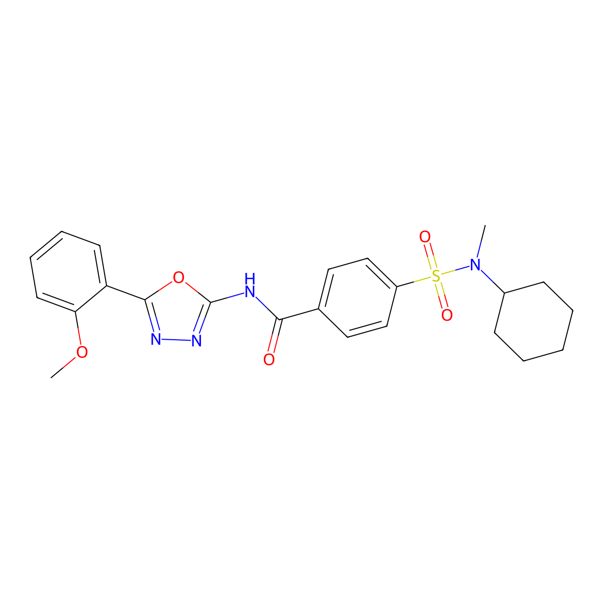 4-[cyclohexyl(methyl)sulfamoyl]-N-[5-(2-methoxyphenyl)-1,3,4-oxadiazol-2-yl]benzamide molecular structure, CAS 501351-99-1