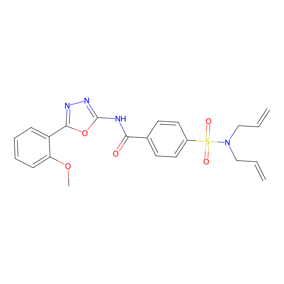 4-(N,N-diallylsulfamoyl)-N-(5-(2-methoxyphenyl)-1,3,4-oxadiazol-2-yl)benzamide molecular structure, CAS 501352-01-8