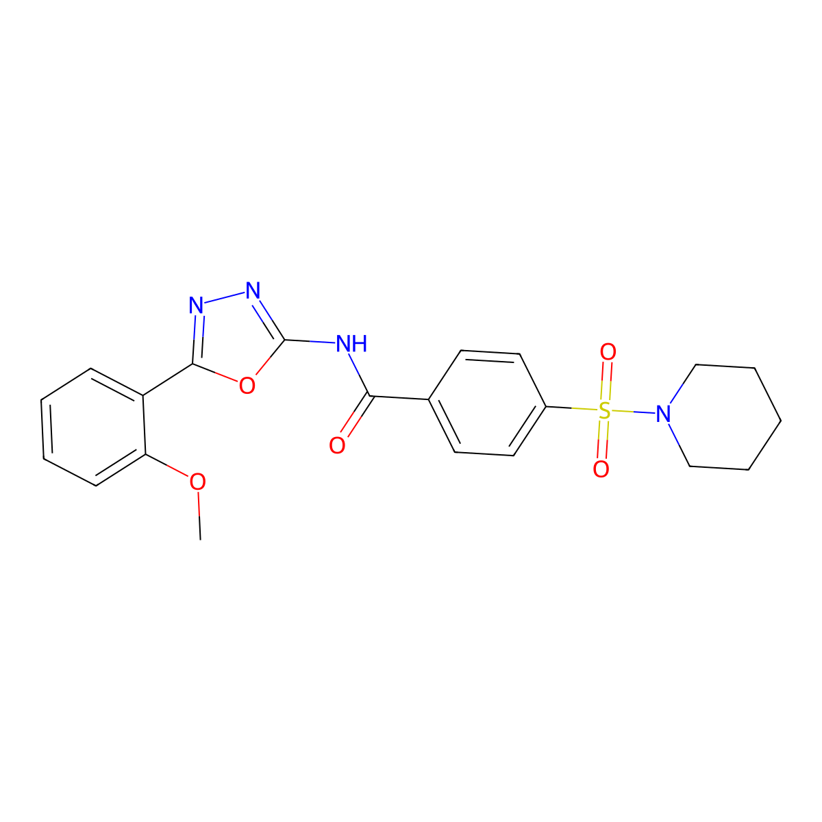 N-[5-(2-methoxyphenyl)-1,3,4-oxadiazol-2-yl]-4-piperidin-1-ylsulfonylbenzamide molecular structure, CAS 501352-04-1