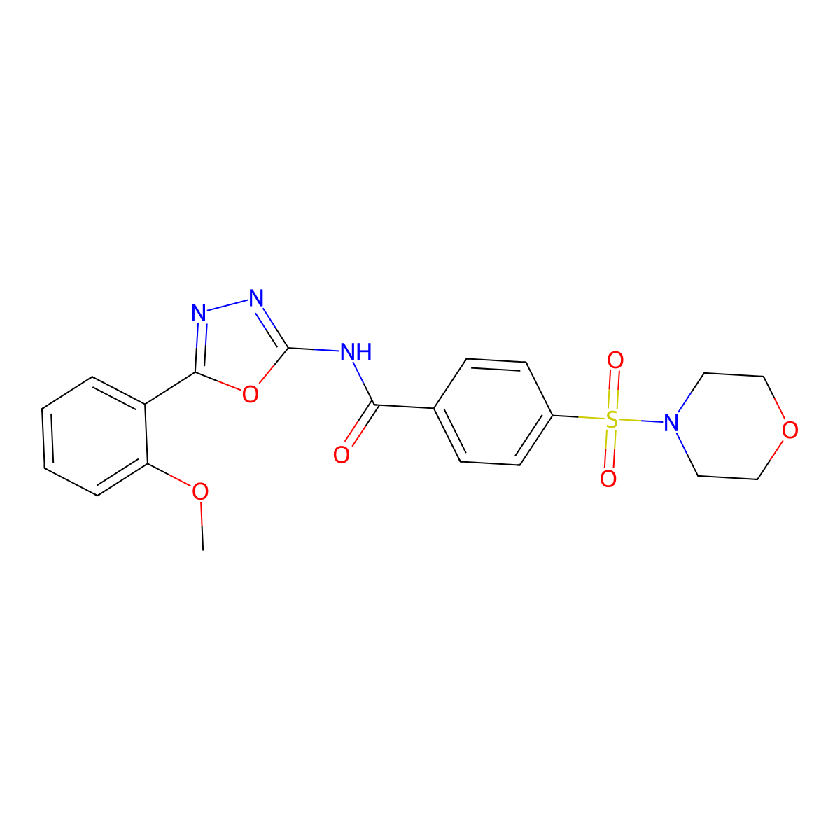 N-(5-(2-methoxyphenyl)-1,3,4-oxadiazol-2-yl)-4-(morpholinosulfonyl)benzamide molecular structure, CAS 501352-14-3