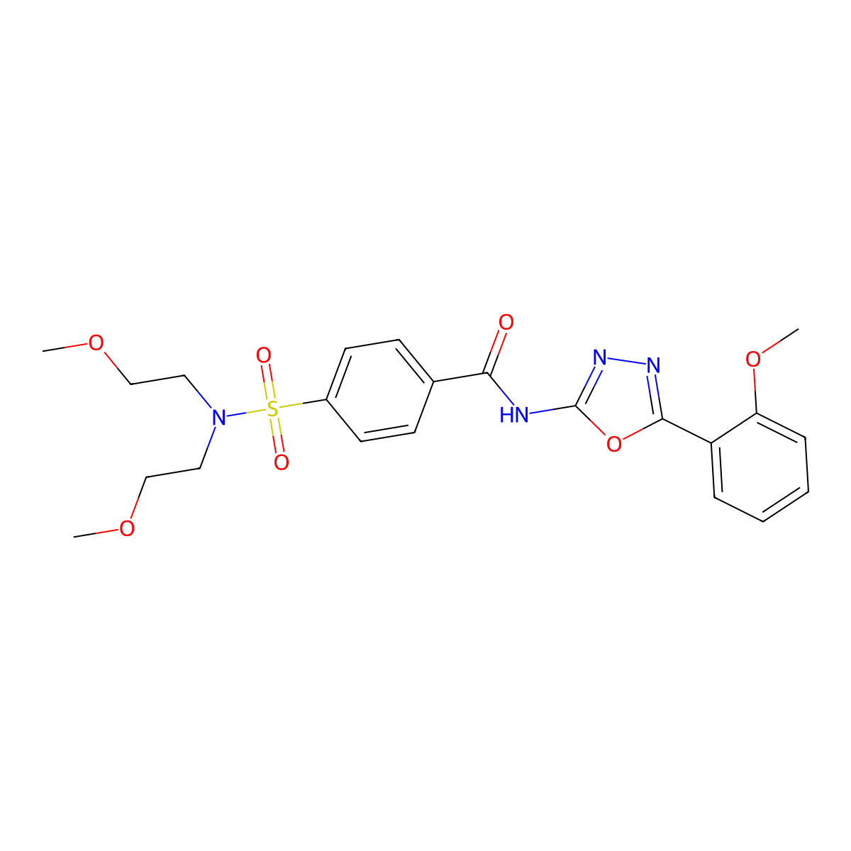 4-[bis(2-methoxyethyl)sulfamoyl]-N-[5-(2-methoxyphenyl)-1,3,4-oxadiazol-2-yl]benzamide molecular structure, CAS 501352-16-5