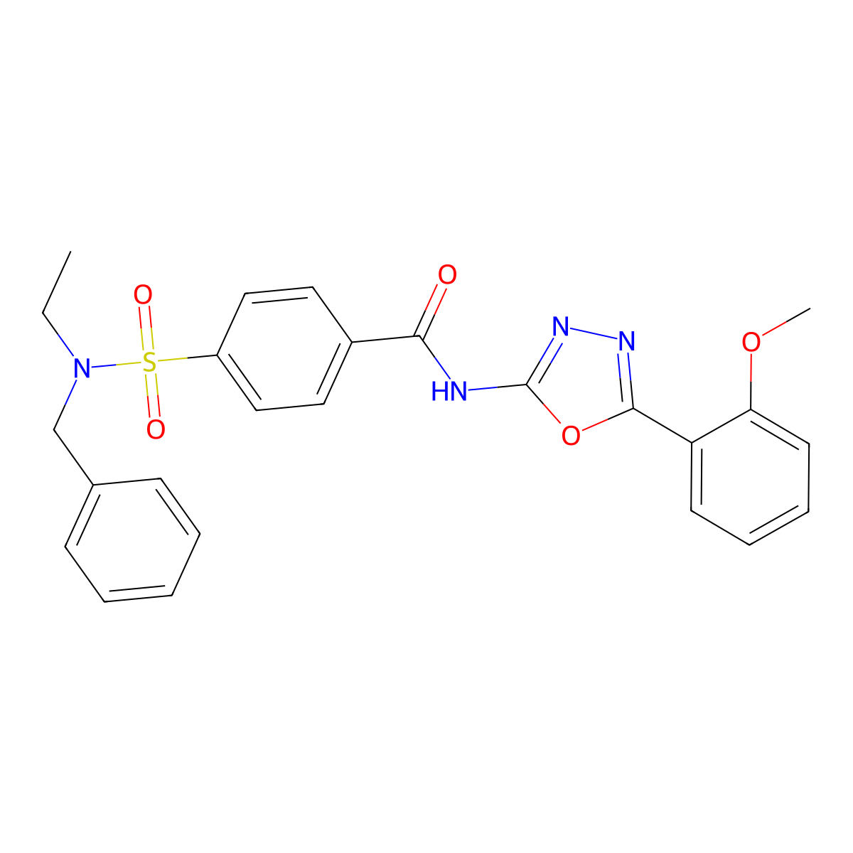 4-[ethyl-(phenylmethyl)sulfamoyl]-N-[5-(2-methoxyphenyl)-1,3,4-oxadiazol-2-yl]benzamide molecular structure, CAS 501352-17-6