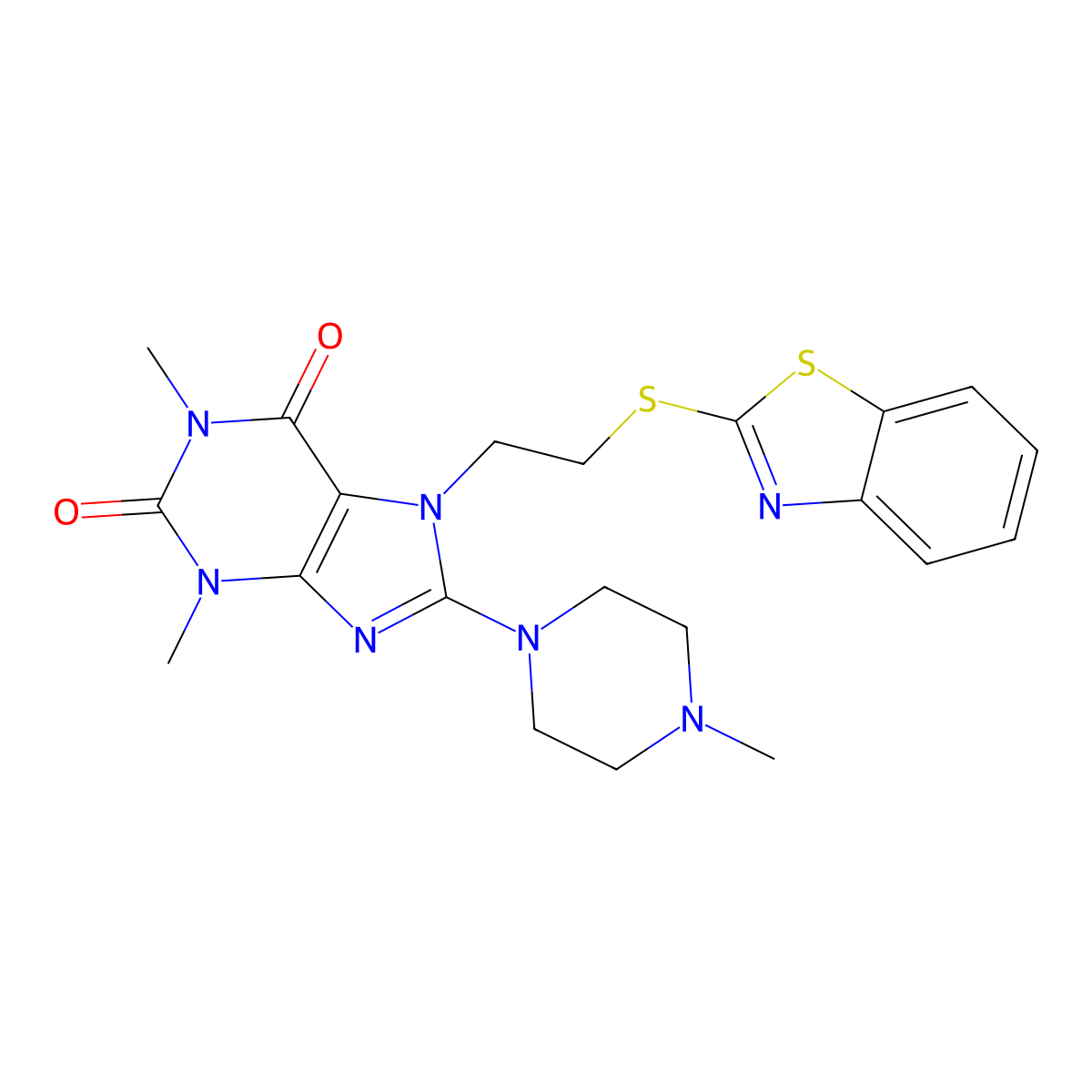 7-[2-(1,3-Benzothiazol-2-ylsulfanyl)ethyl]-1,3-dimethyl-8-(4-methylpiperazin-1-yl)purine-2,6-dione molecular structure, CAS 501352-40-5