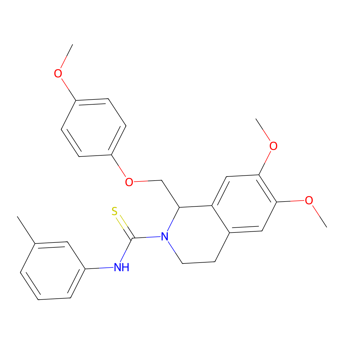 6,7-dimethoxy-1-[(4-methoxyphenoxy)methyl]-N-(3-methylphenyl)-3,4-dihydro-1H-isoquinoline-2-carbothioamide molecular structure, CAS 501352-56-3