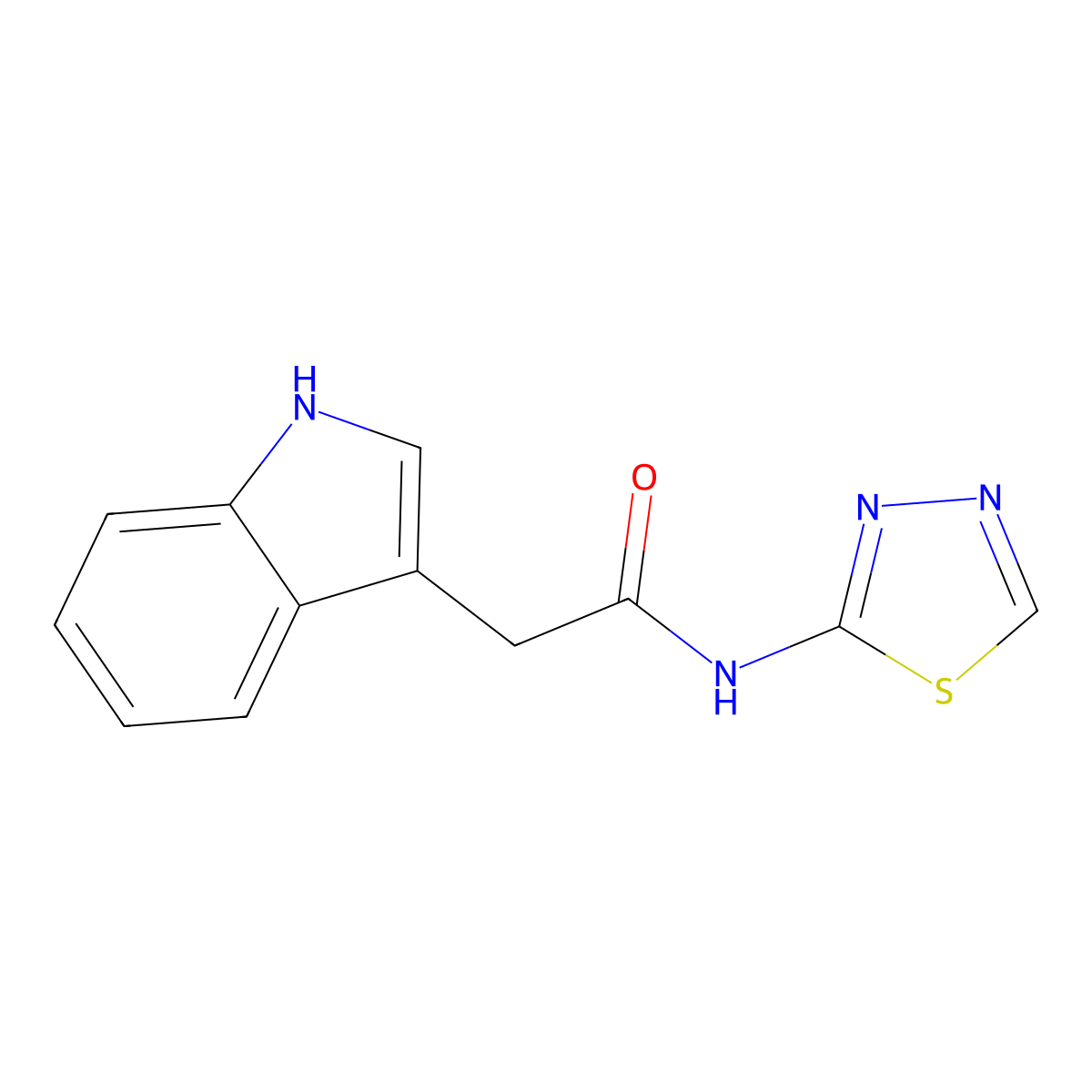 2-(1H-indol-3-yl)-N-(1,3,4-thiadiazol-2-yl)acetamide molecular structure, CAS 501357-54-6