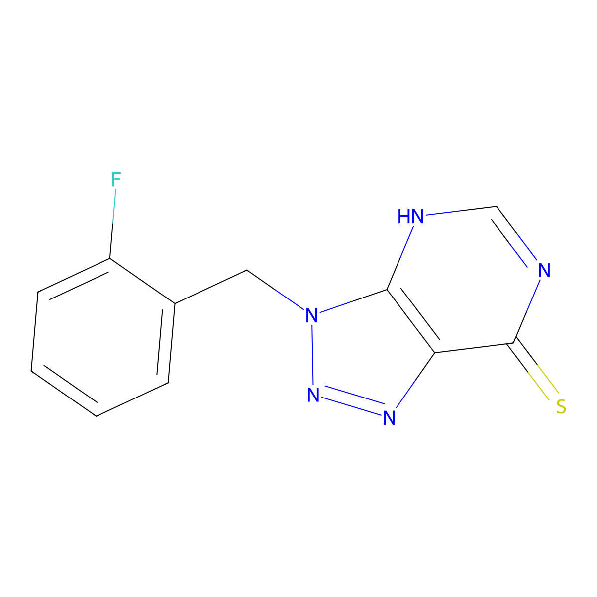 3-(2-Fluorobenzyl)-3H-[1,2,3]triazolo[4,5-d]pyrimidin-7-yl hydrosulfide molecular structure, CAS 501370-43-0