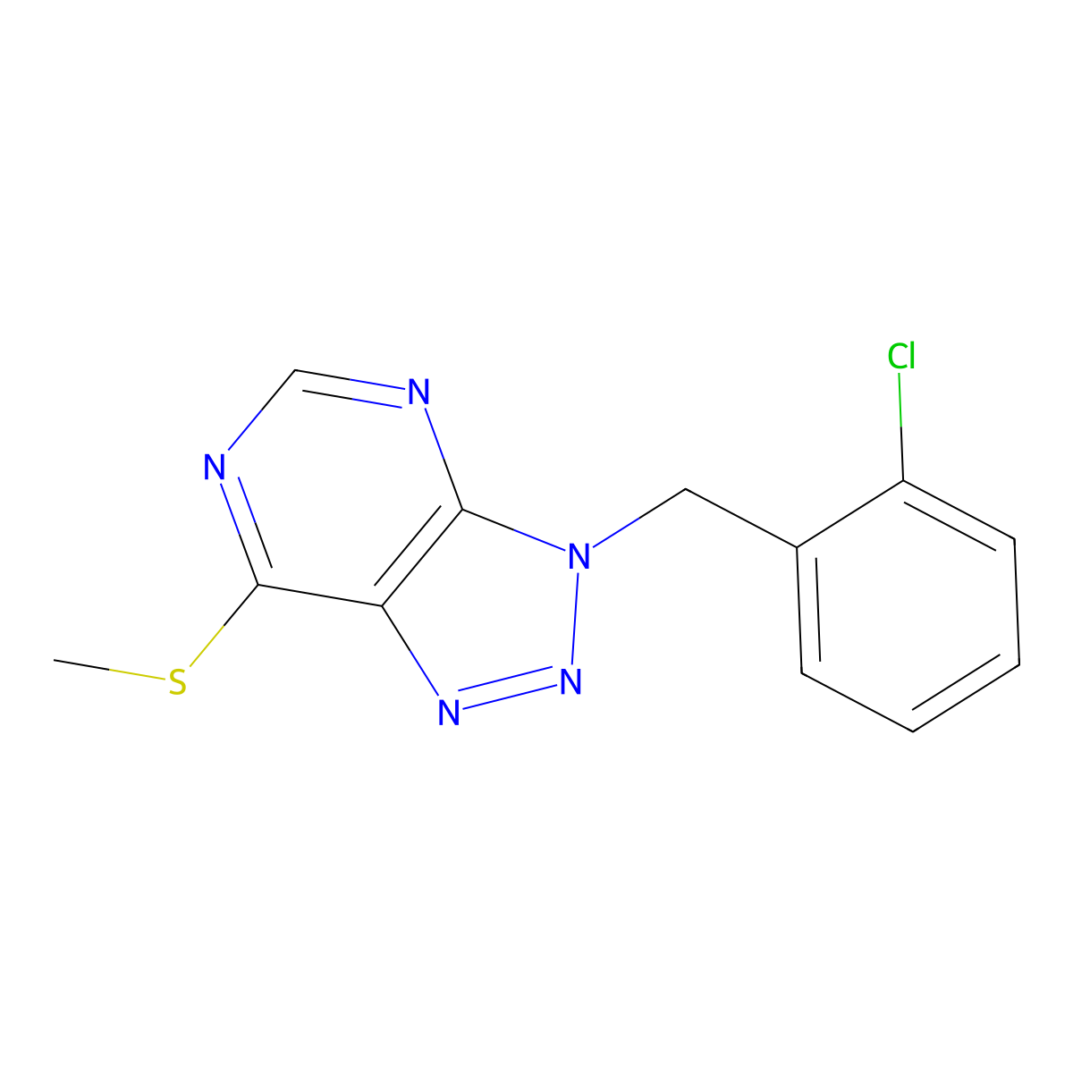 3-(2-chlorobenzyl)-3H-[1,2,3]triazolo[4,5-d]pyrimidin-7-yl methyl sulfide molecular structure, CAS 501370-44-1