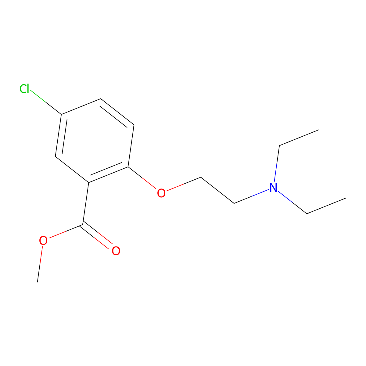 Benzoic acid, 5-chloro-2-(2-(diethylamino)ethoxy)-, methyl ester molecular structure, CAS 5014-26-6