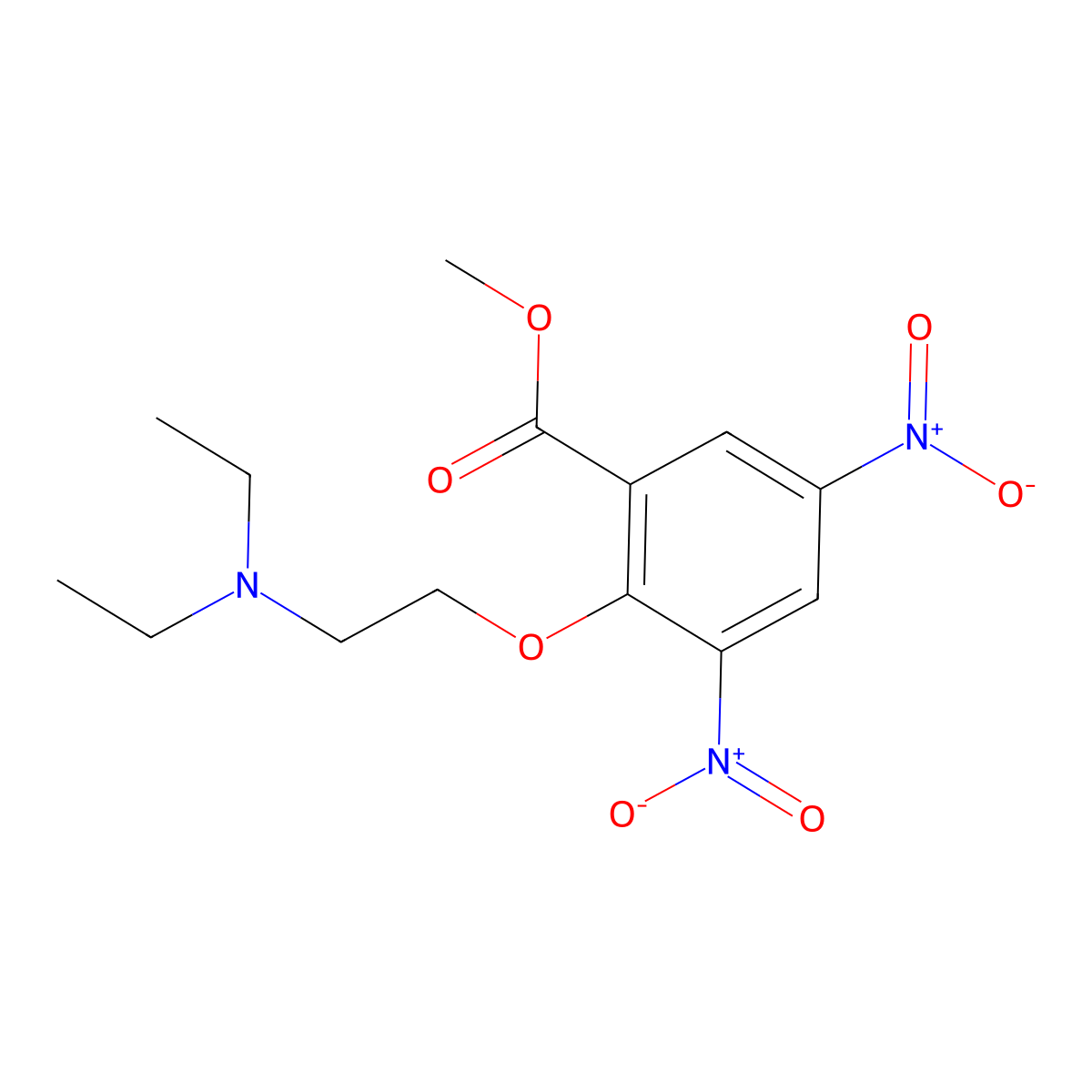 Benzoic acid, 2-(2-(diethylamino)ethoxy)-3,5-dinitro-, methyl ester molecular structure, CAS 5014-29-9