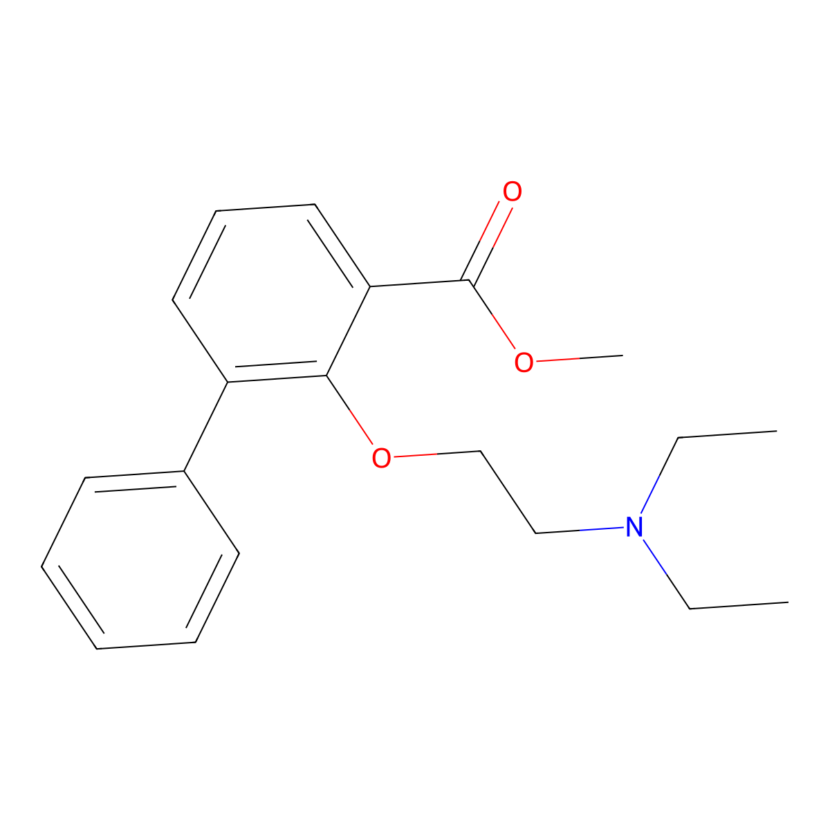 3-Biphenylcarboxylic acid, 2-(2-(diethylamino)ethoxy)-, methyl ester molecular structure, CAS 5014-30-2
