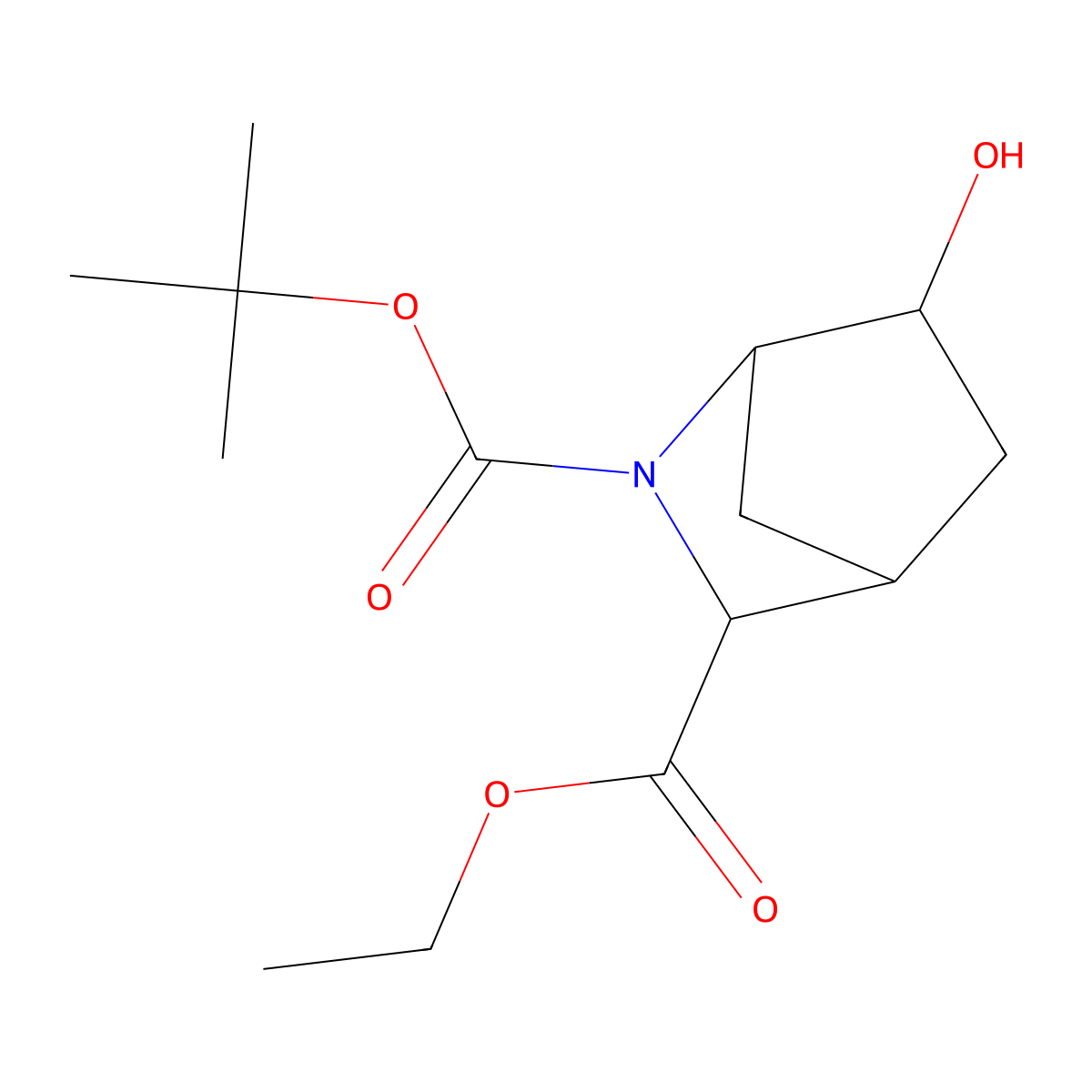 2-O-tert-butyl 3-O-ethyl 6-hydroxy-2-azabicyclo[2.2.1]heptane-2,3-dicarboxylate molecular structure, CAS 501431-08-9