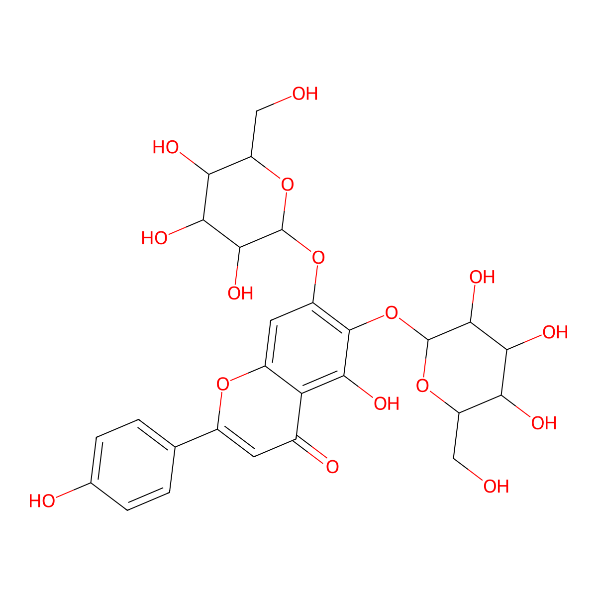5-hydroxy-2-(4-hydroxyphenyl)-6,7-bis[[(2S,3R,4S,5S,6R)-3,4,5-trihydroxy-6-(hydroxymethyl)oxan-2-yl]oxy]chromen-4-one molecular structure, CAS 501434-67-9