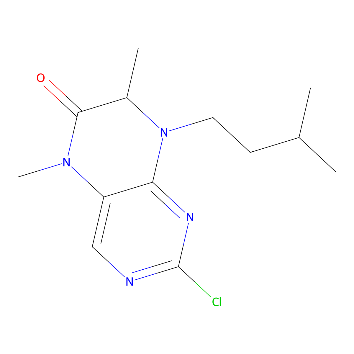 2-chloro-8-isopentyl-5,7-dimethyl-7,8-dihydropteridin-6(5H)-one molecular structure, CAS 501439-05-0