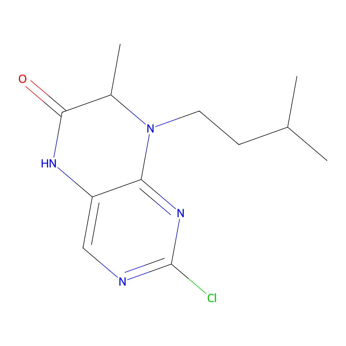 2-chloro-8-isopentyl-7-methyl-7,8-dihydropteridin-6(5H)-one molecular structure, CAS 501439-14-1