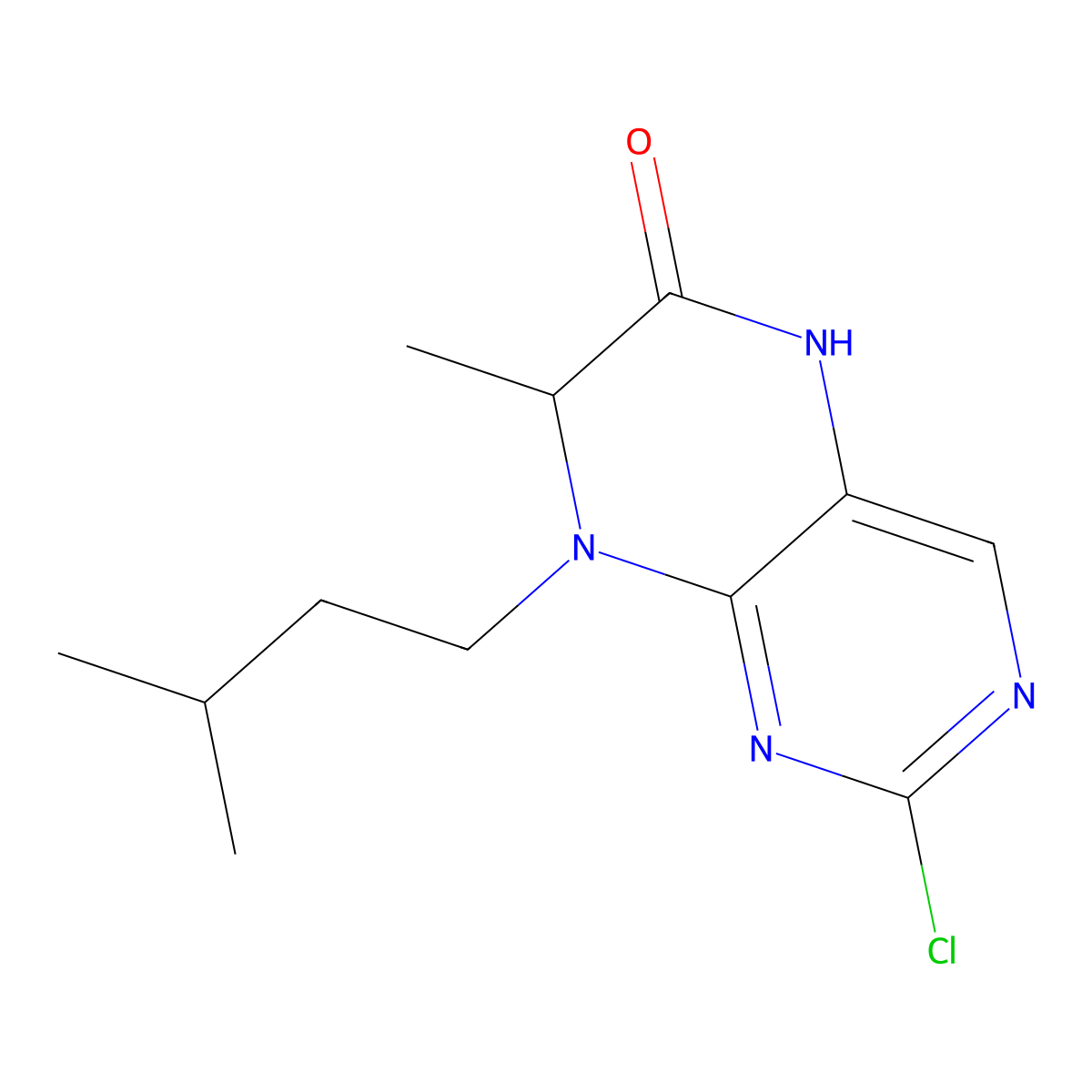 2-chloro-8-isopentyl-7-methyl-7,8-dihydropteridin-6(5H)-one molecular structure, CAS 501439-14-1