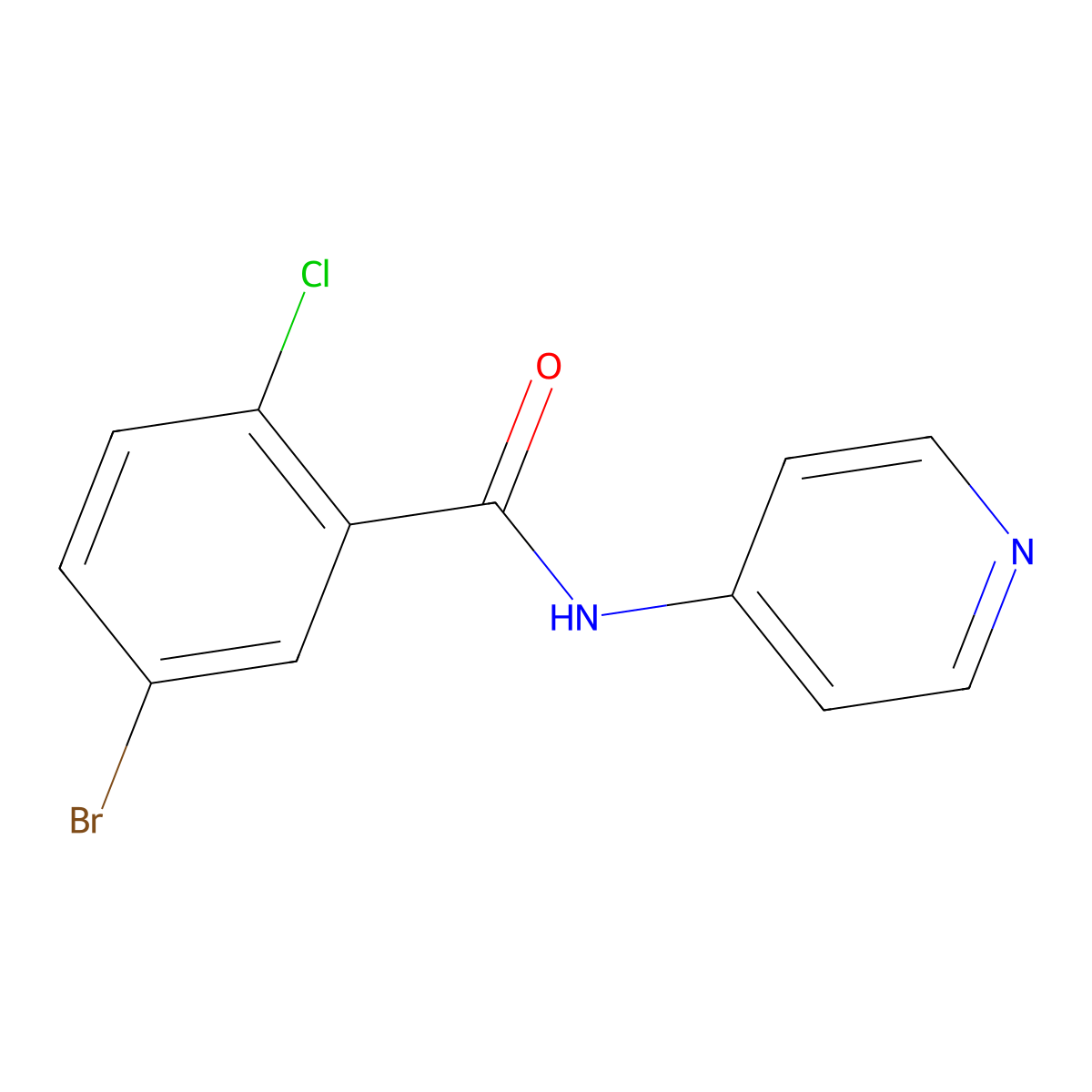 5-bromo-2-chloro-N-(pyridin-4-yl)benzamide molecular structure, CAS 501442-35-9