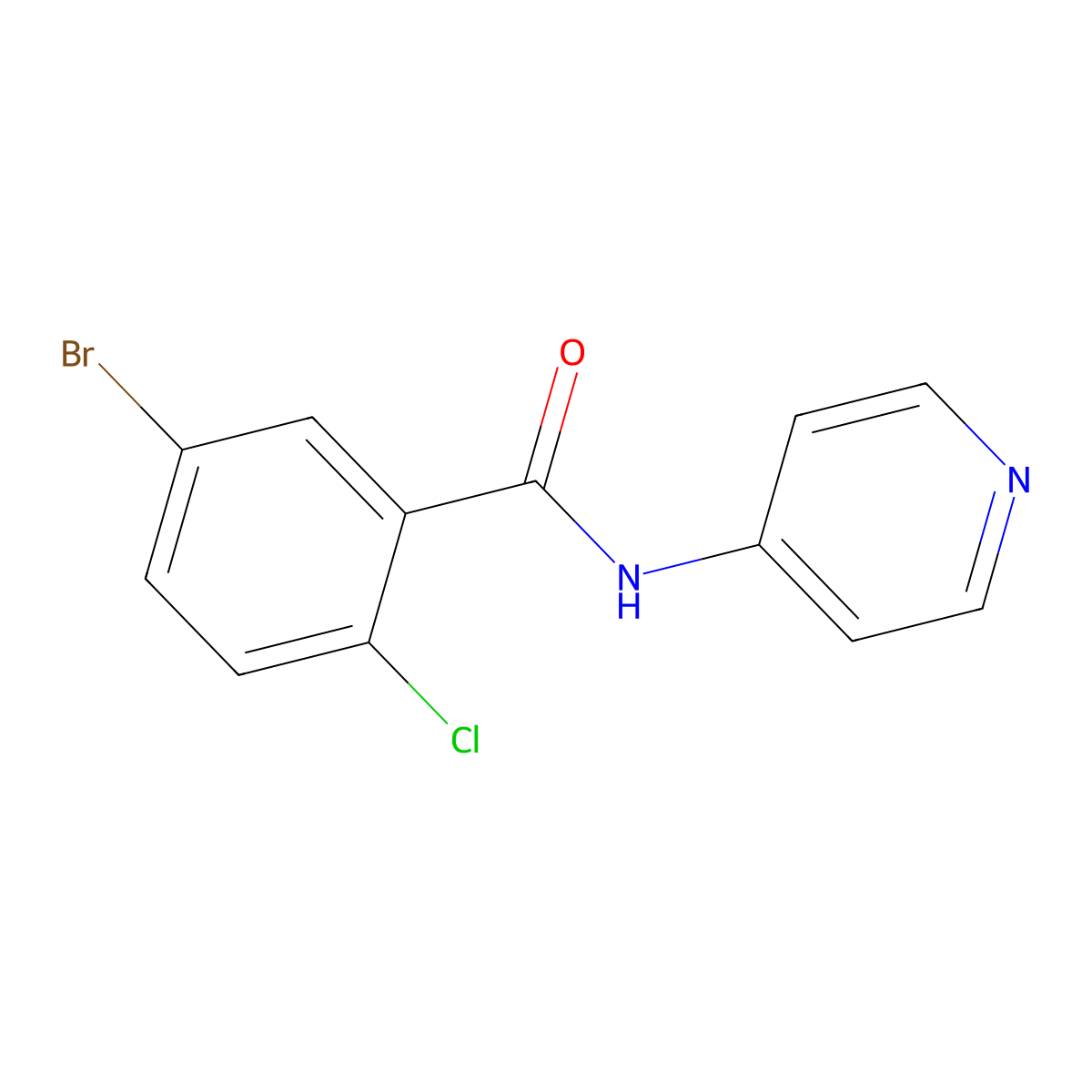 5-bromo-2-chloro-N-(pyridin-4-yl)benzamide molecular structure, CAS 501442-35-9