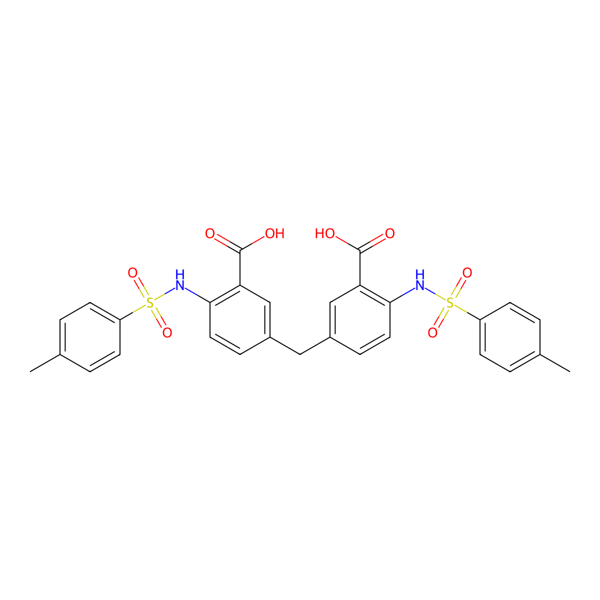 Benzoic acid, 3,3'-methylenebis[6-[[(4-methylphenyl)sulfonyl]amino]- molecular structure, CAS 501444-05-9