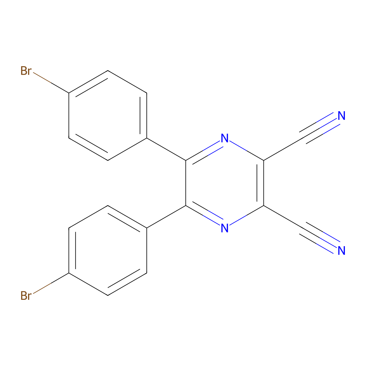 5,6-Bis(4-bromophenyl)pyrazine-2,3-dicarbonitrile molecular structure, CAS 5015-35-0