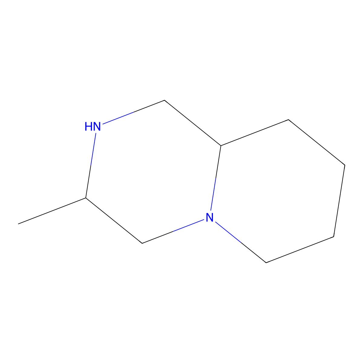 3-methyl-octahydro-1H-pyrido(1,2-a)piperazine molecular structure, CAS 5015-92-9