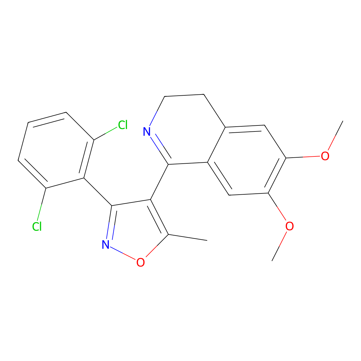 1-(3-(2,6-Dichlorophenyl)-5-methylisoxazol-4-YL)-6,7-dimethoxy-3,4-dihydroisoquinoline molecular structure, CAS 501649-84-9
