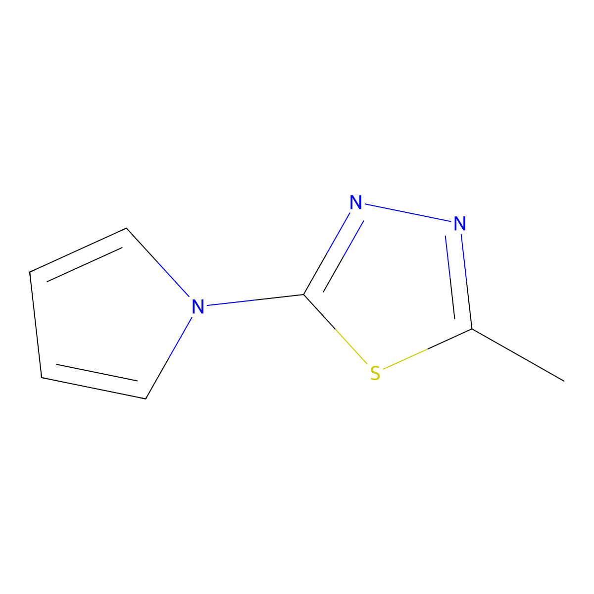 2-methyl-5-(1H-pyrrol-1-yl)-1,3,4-thiadiazole molecular structure, CAS 501650-64-2