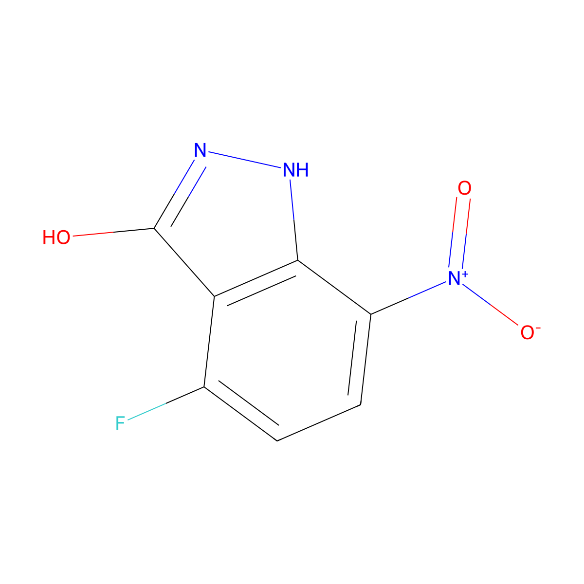 4-Fluoro-3-hydroxy-7-nitro 1H-indazole molecular structure, CAS 501650-69-7